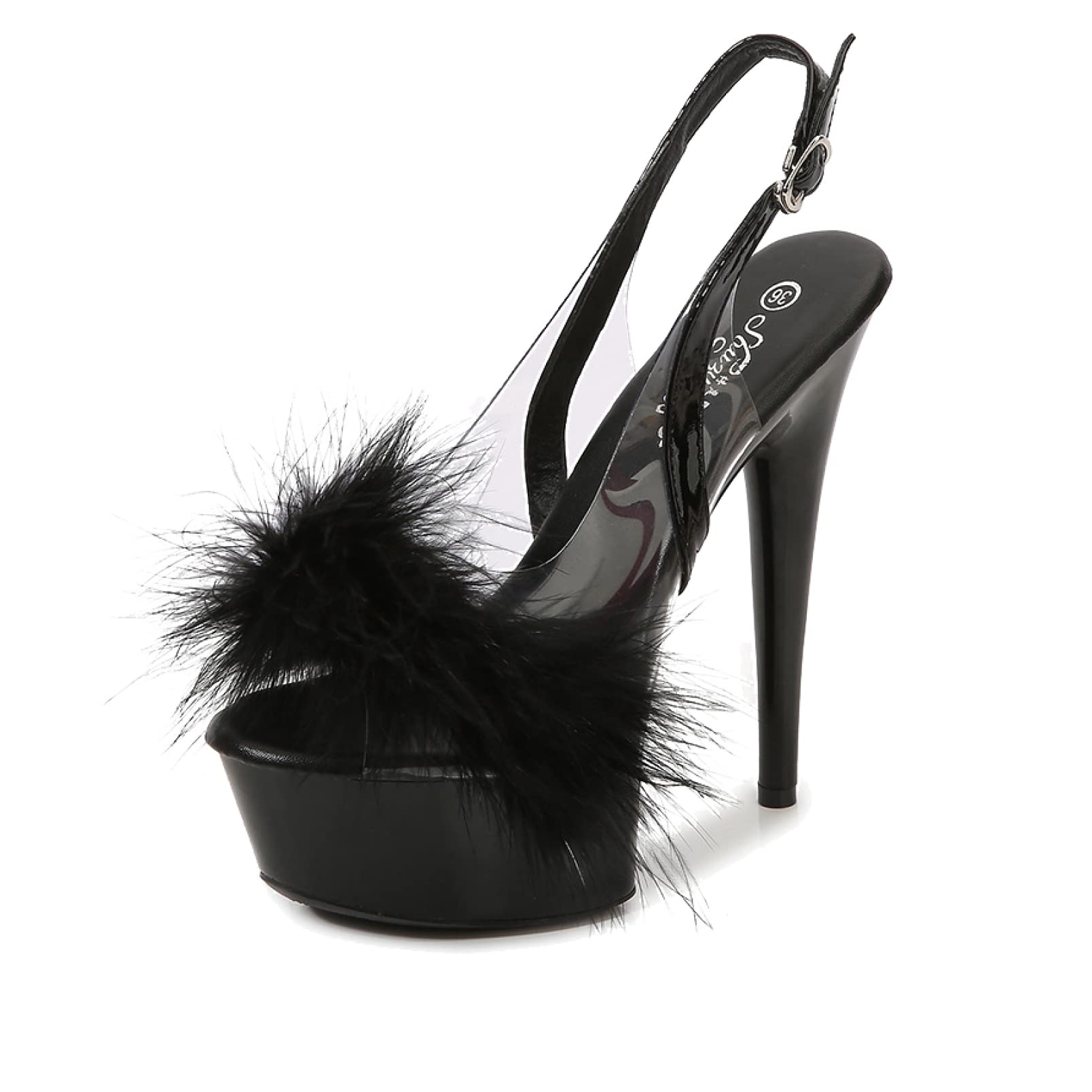 Elegant Women's Heeled Sandals - Slip-On Backless Pumps with Chunky High Heels & Platform for Prom, Party & Dressy Occasions