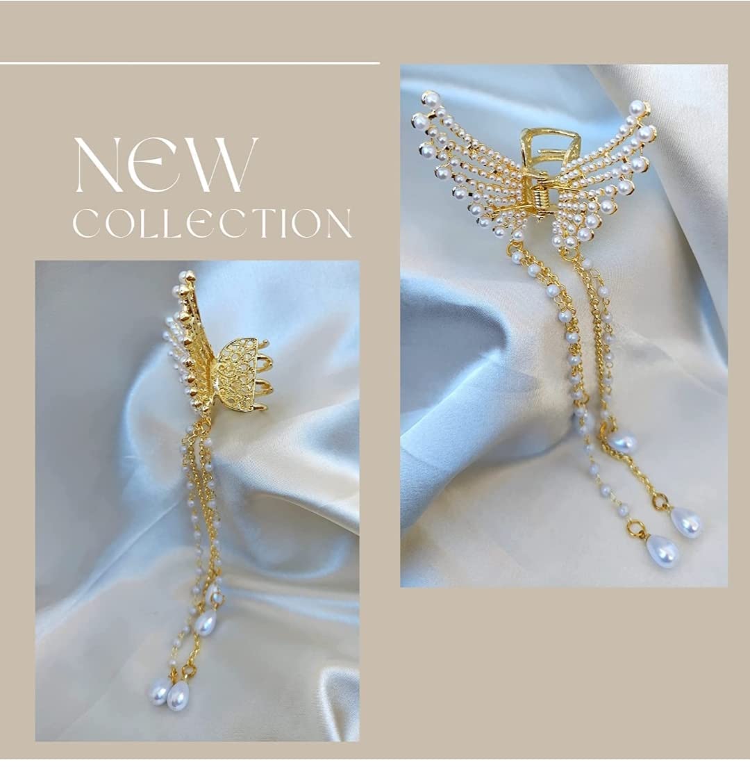 DOLLIT Butterfly Hair Clip for Women & Girls - Elegant Metal Claw Hair Clips for Fancy Hairstyles, Bridal Hair Accessories - 1 Piece Free Size - Perfect for Weddings, Parties & Everyday Styling