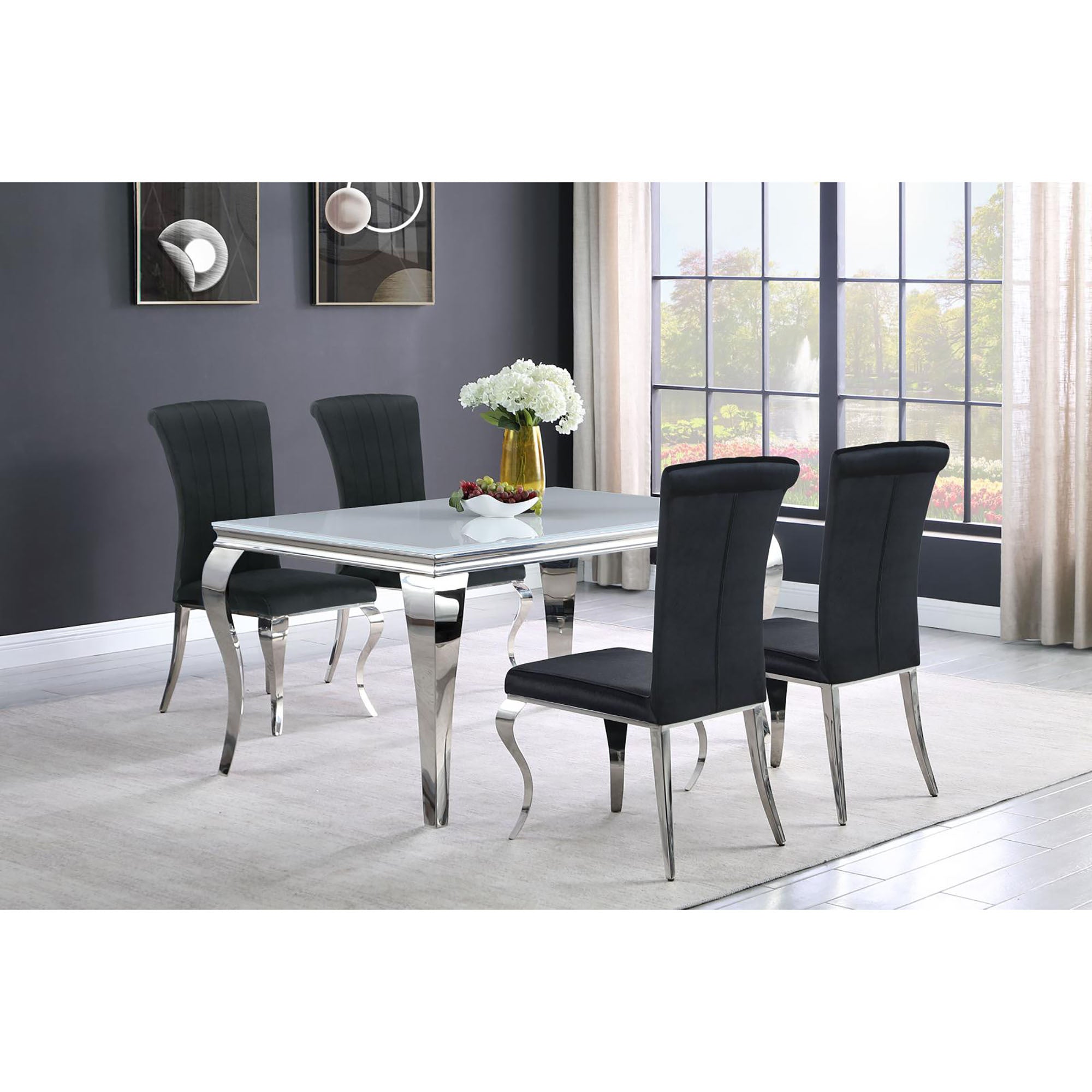 Modern Black Upholstered Dining Side Chairs Set of 4 - Comfortable Fabric Kitchen Chairs with Wooden Legs - Perfect for Dining Room, Kitchen, Office or Small Space Decor