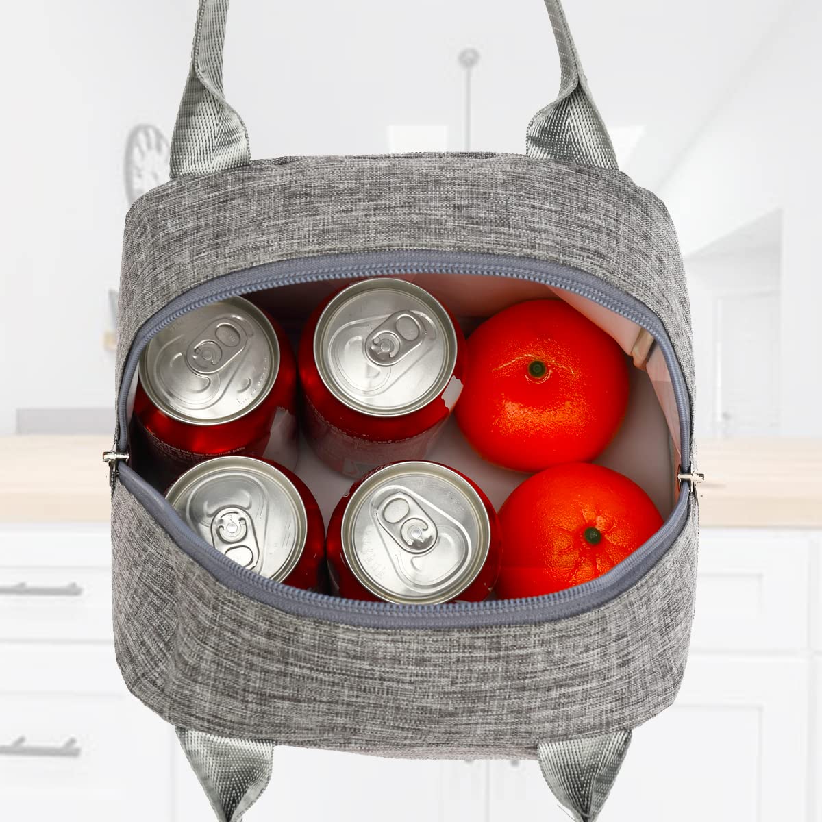 FlowFly Insulated Lunch Bag Tote - Reusable Cooler Lunch Box Organizer for Women & Men (Heather Grey) - Perfect for Work, School, Picnics & Outdoor Activities