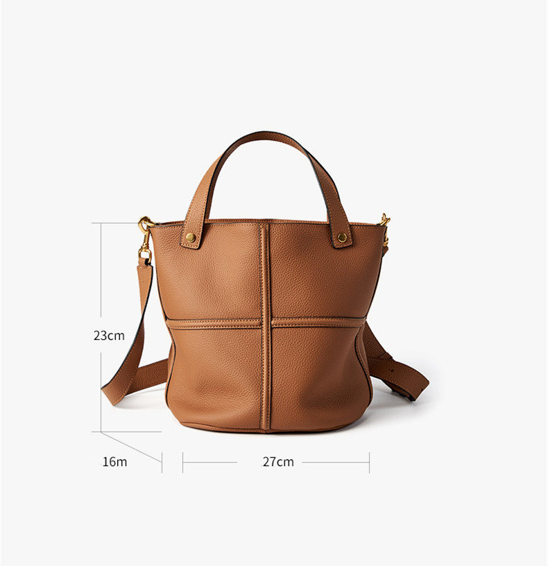 Stylish Leather Bucket Bag for Women - Fashionable Crossbody Shoulder Handbag - Perfect for Work, Travel & Everyday Use