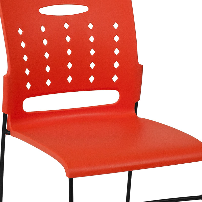 FLASH HERCULES Series 881 lb Capacity Black Sled Base Stackable Chair with Air Vent Back - Heavy Duty Folding Chairs for Events, Banquets, and Conference Rooms