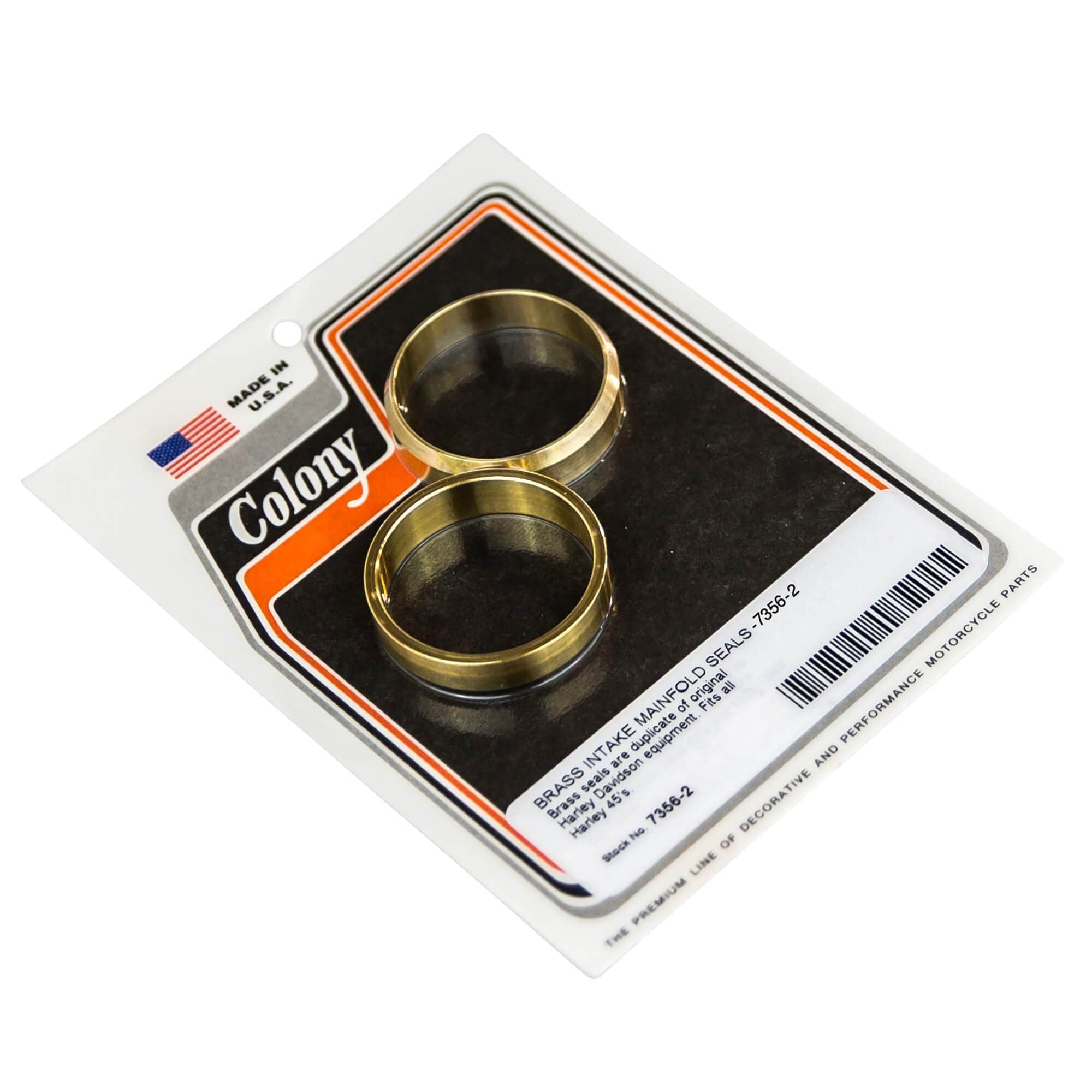 2 Pack Brass Intake Manifold Seals for 1937-1973 Harley Davidson 45 FL & WL Models - Engine Gasket Replacement for Vintage Motorcycle Restoration & Performance Upgrade