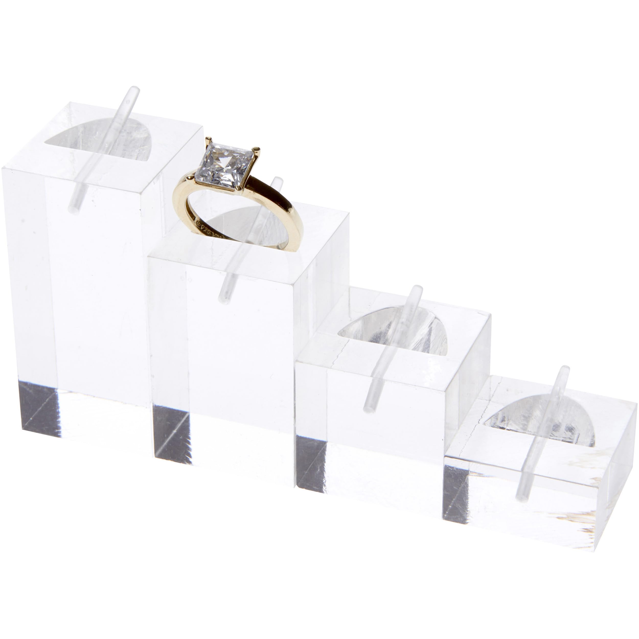 Plymor Clear Acrylic 4-Piece Square Ring Display Set - 12 Pack - Perfect for Jewelry Showcase, Retail Displays & Trade Show Exhibits