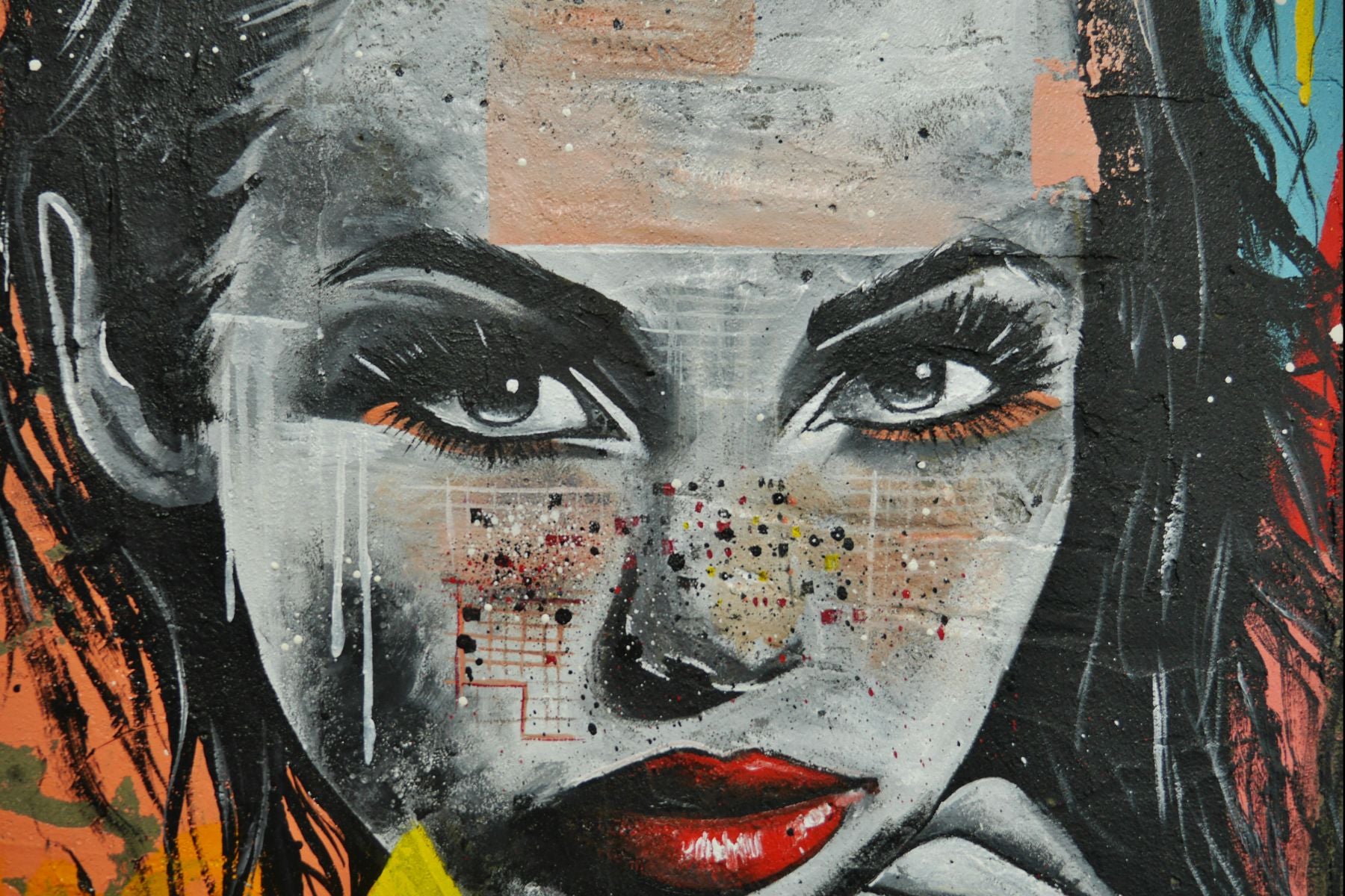 Jocelyn 90x90cm Framed Concrete Textured Street Art Canvas Painting - Modern Urban Wall Decor for Living Room, Bedroom & Office