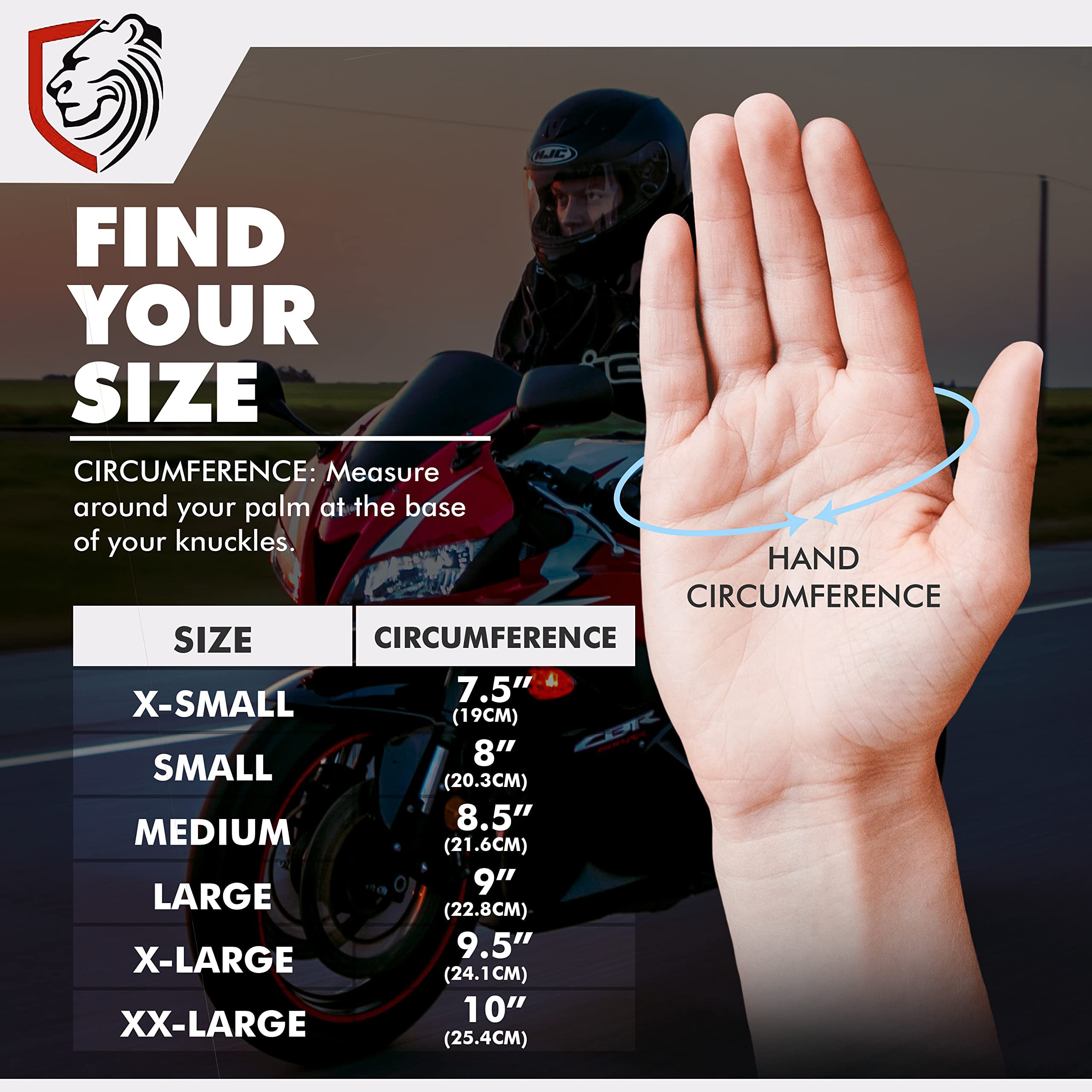 Genuine Leather Full Gauntlet Motorcycle Gloves - Street & Racing Gloves with Knuckle Protection & Touchscreen Compatibility - Perfect for Cruiser, Touring & Commuter Riding