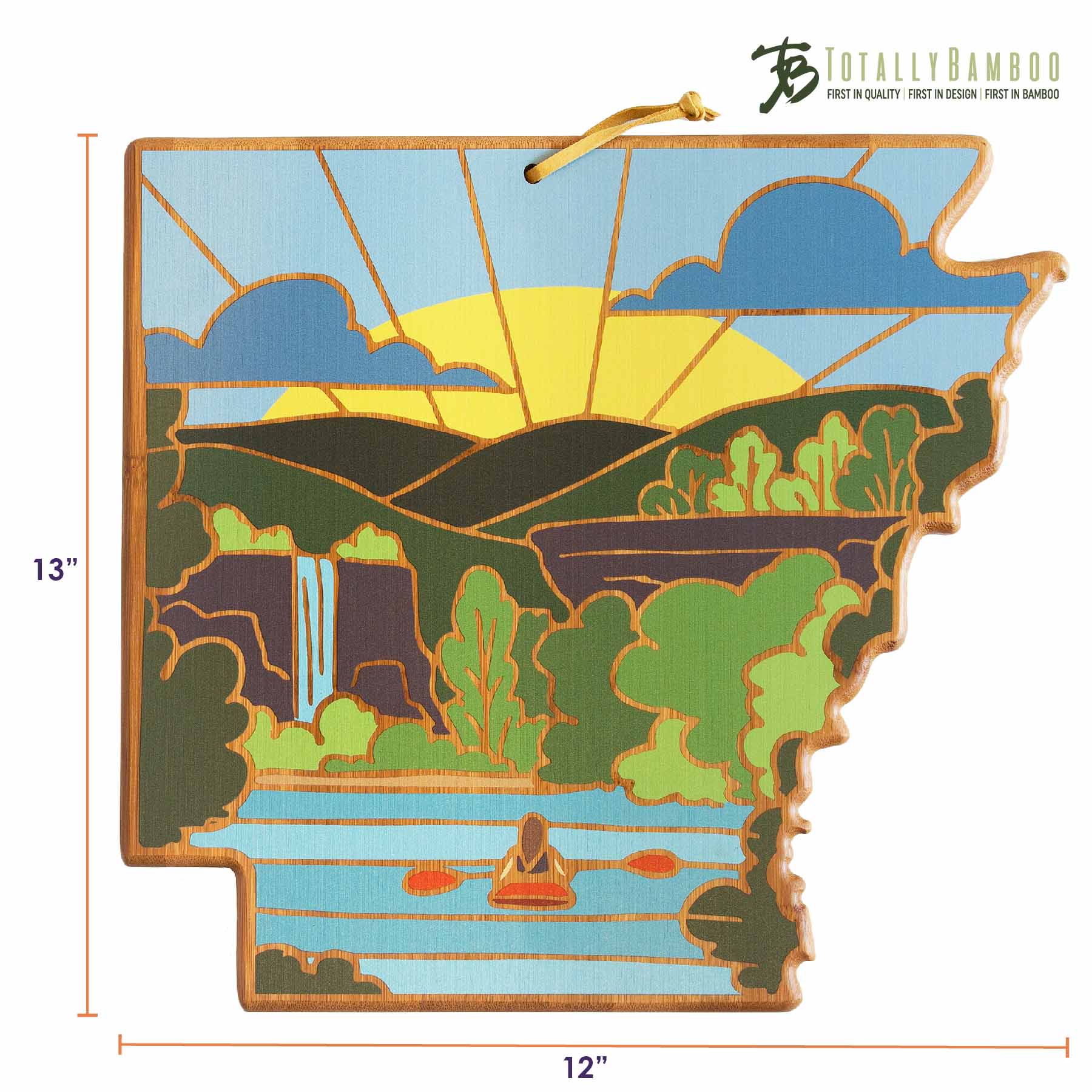 Handcrafted Arkansas Wooden Cutting Board with Summer Stokes Artwork - Perfect for Kitchen Prep, Charcuterie Boards & Home Decor Gifts