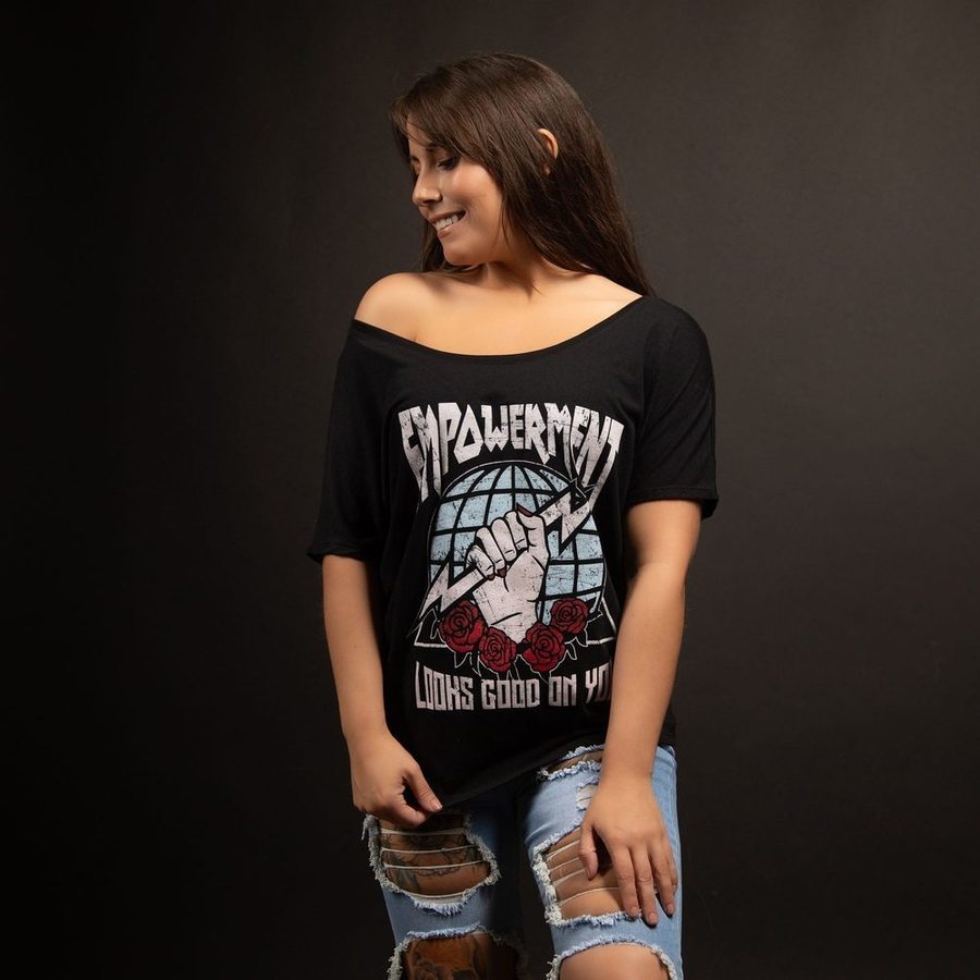 Empowerment Slouchy T-Shirt for Women - Black | Comfortable & Stylish Casual Wear for Everyday Outfits & Social Events