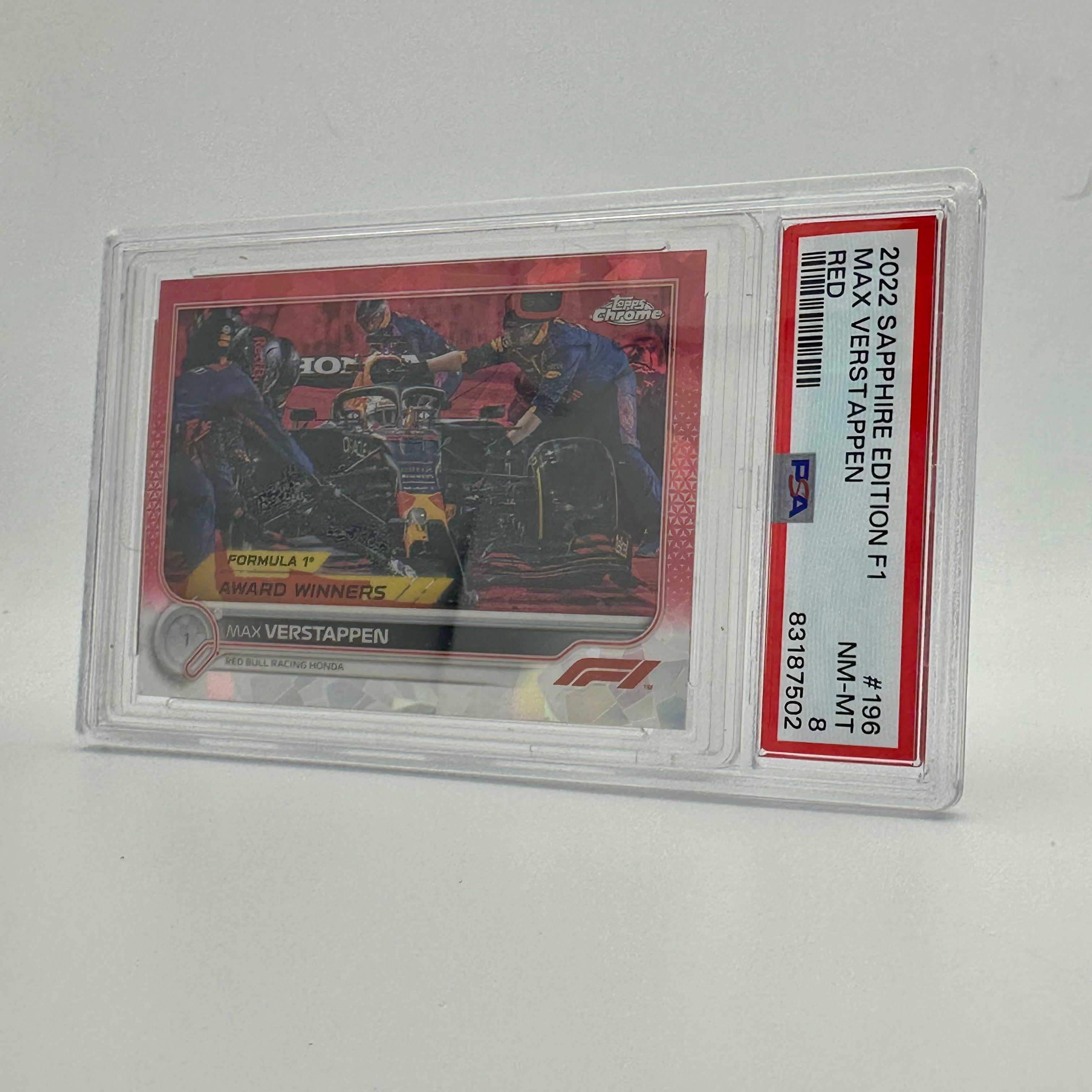 PSA 8 5/5 Red Max Verstappen #196 2022 Topps Chrome Sapphire F1 Racing Card - Perfect for Collectors, Investors & Formula 1 Fans Display