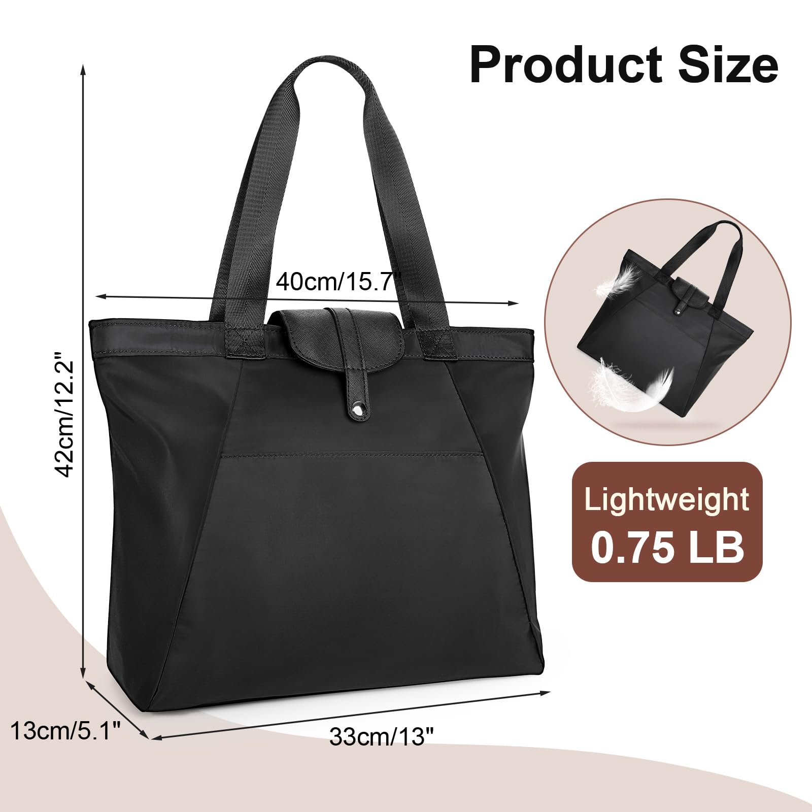 JASGOOD Women's Foldable Travel Tote Bag - Large Reusable Shoulder Handbag for Shopping, Beach, Work & Daily Use