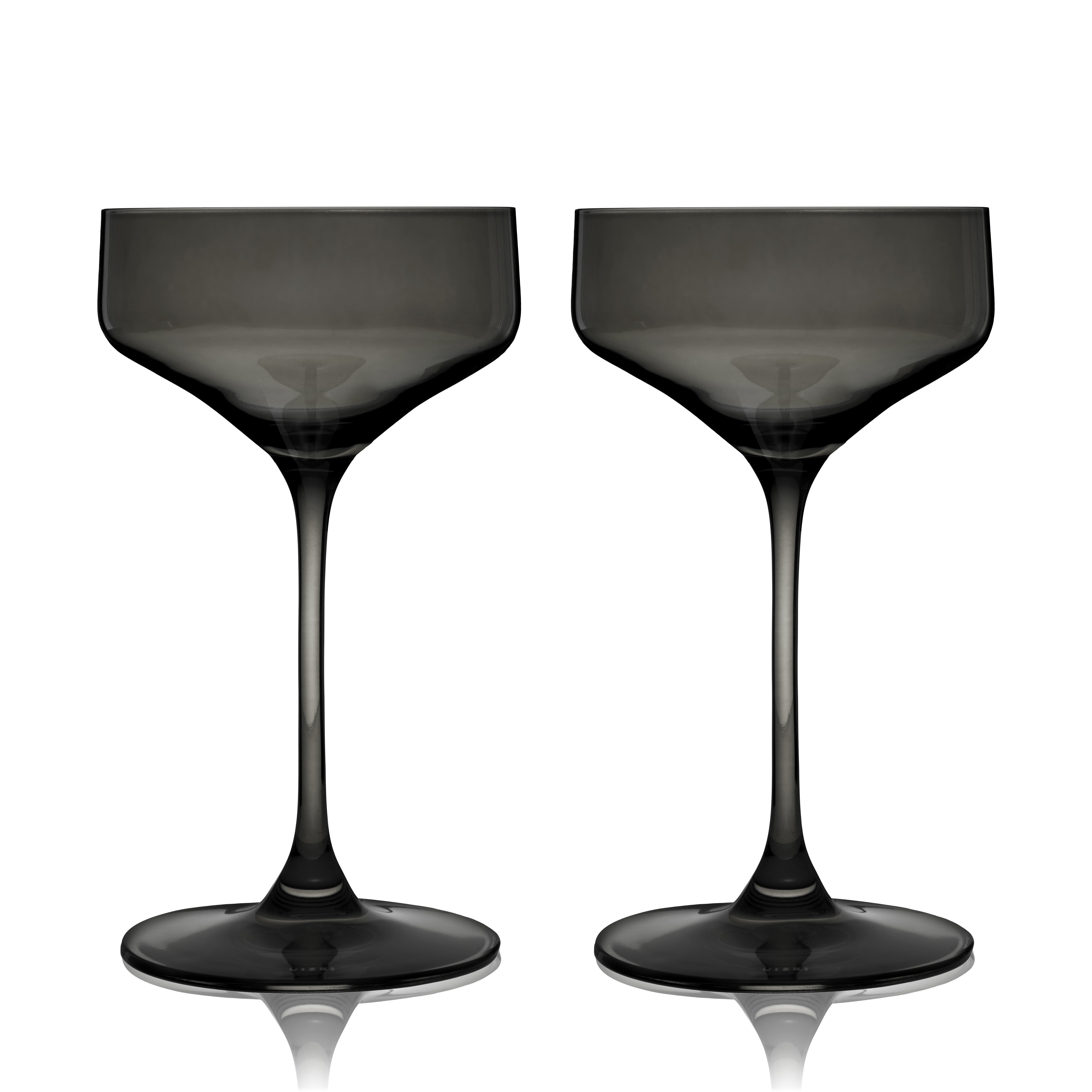 Premium Reserve Nouveau Crystal Coupe Glasses - Elegant Smoke-Colored Set of 2 - Perfect for Cocktails, Champagne & Special Occasions