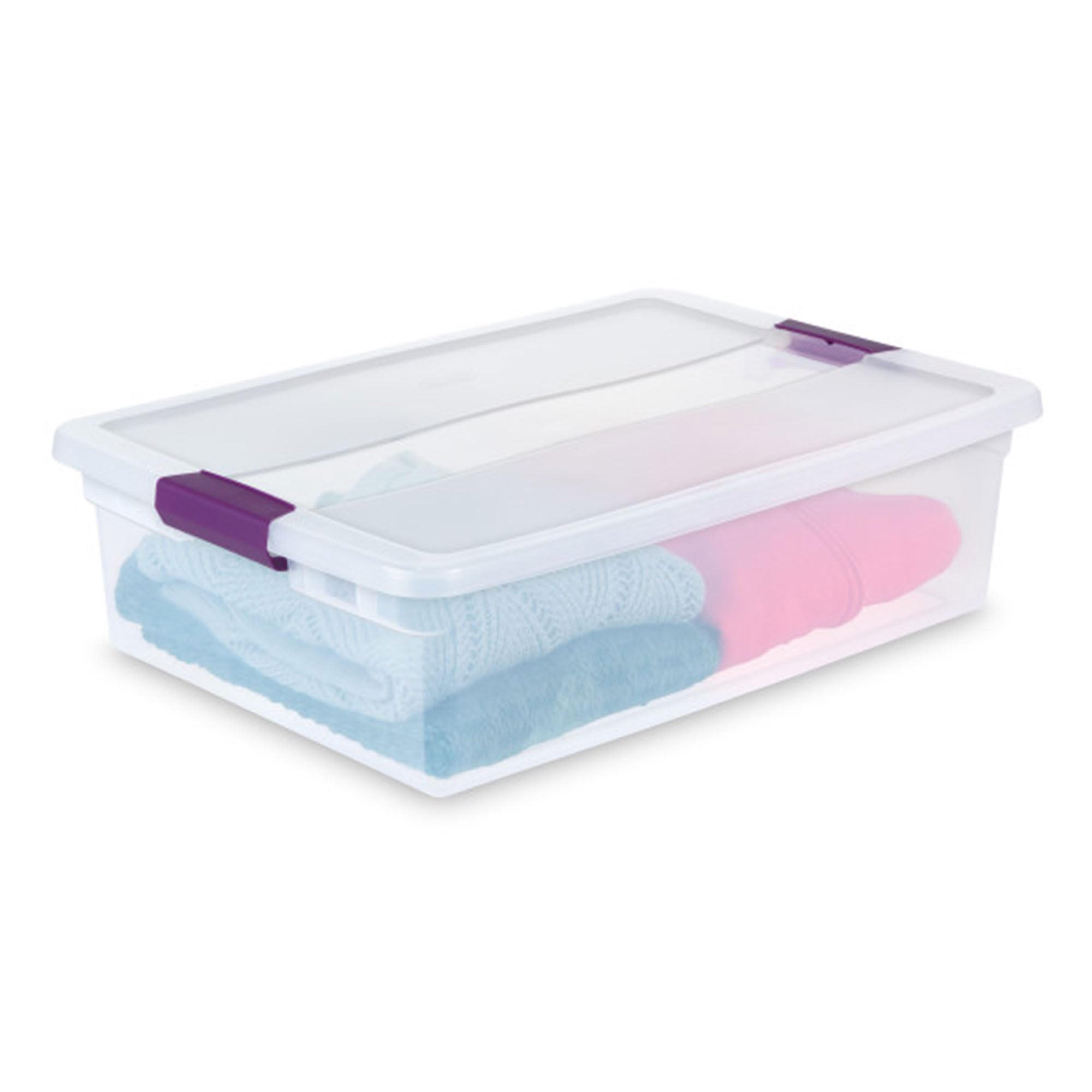 Sterilite 24-Pack ClearView Latch Storage Boxes - 32 Quart Stackable Plastic Bins with Secure Lids for Home Organization - Perfect for Closet, Garage, Toy & Holiday Decor Storage