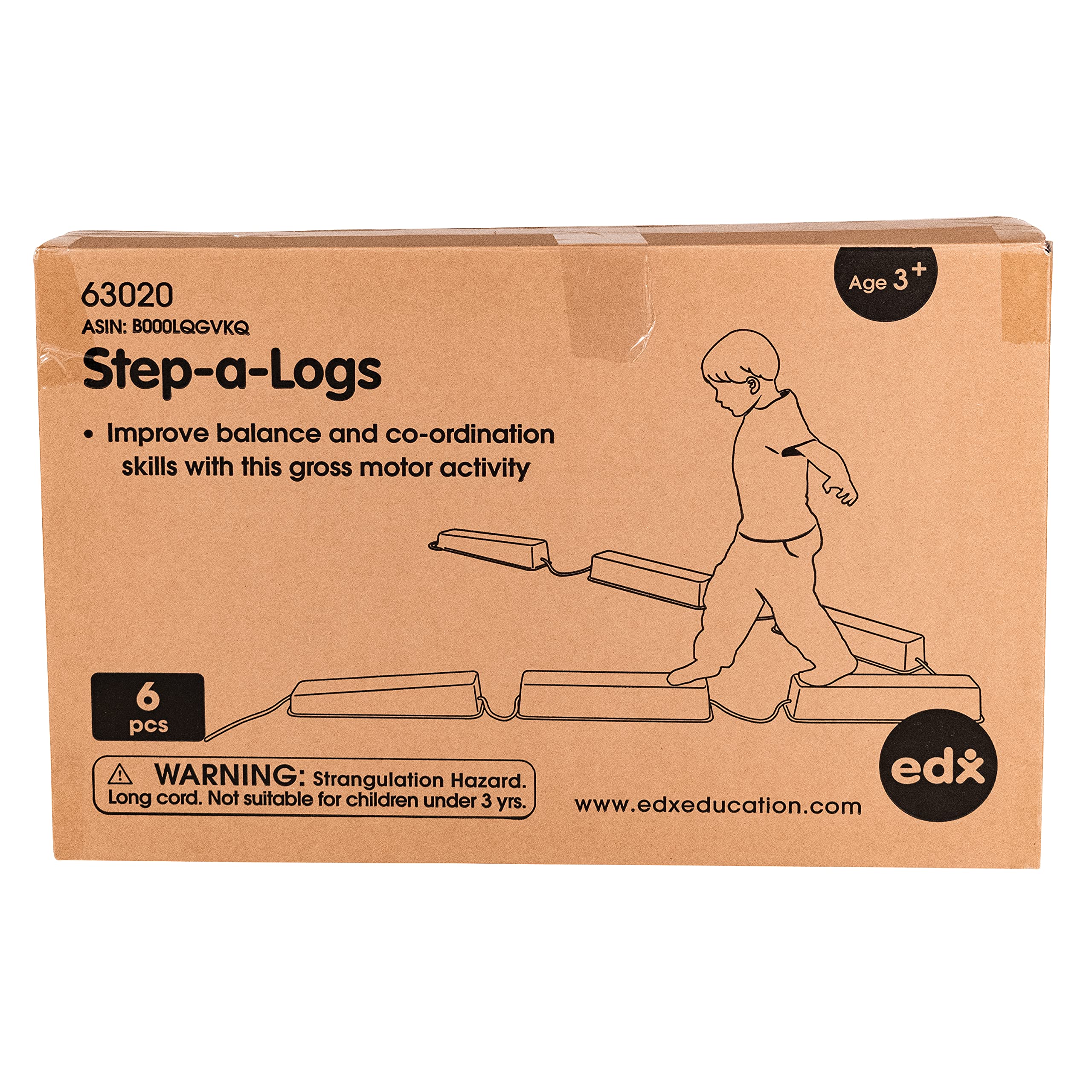 Edx Education Step-a-Logs - Stackable Balance Beams for Kids - Indoor & Outdoor Gross Motor Skills Toys - Coordination Building Exercise Equipment for Playrooms, Backyards & Preschools