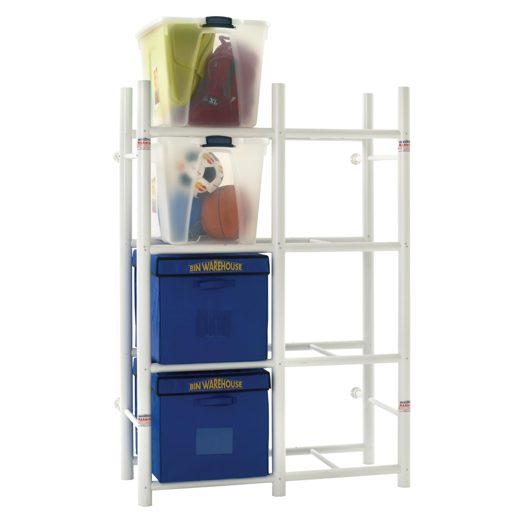 Bin Warehouse DFAE2M2X4BW0408 8-Tote Storage System - Durable Plastic Organizer for Home, Garage & Warehouse Organization