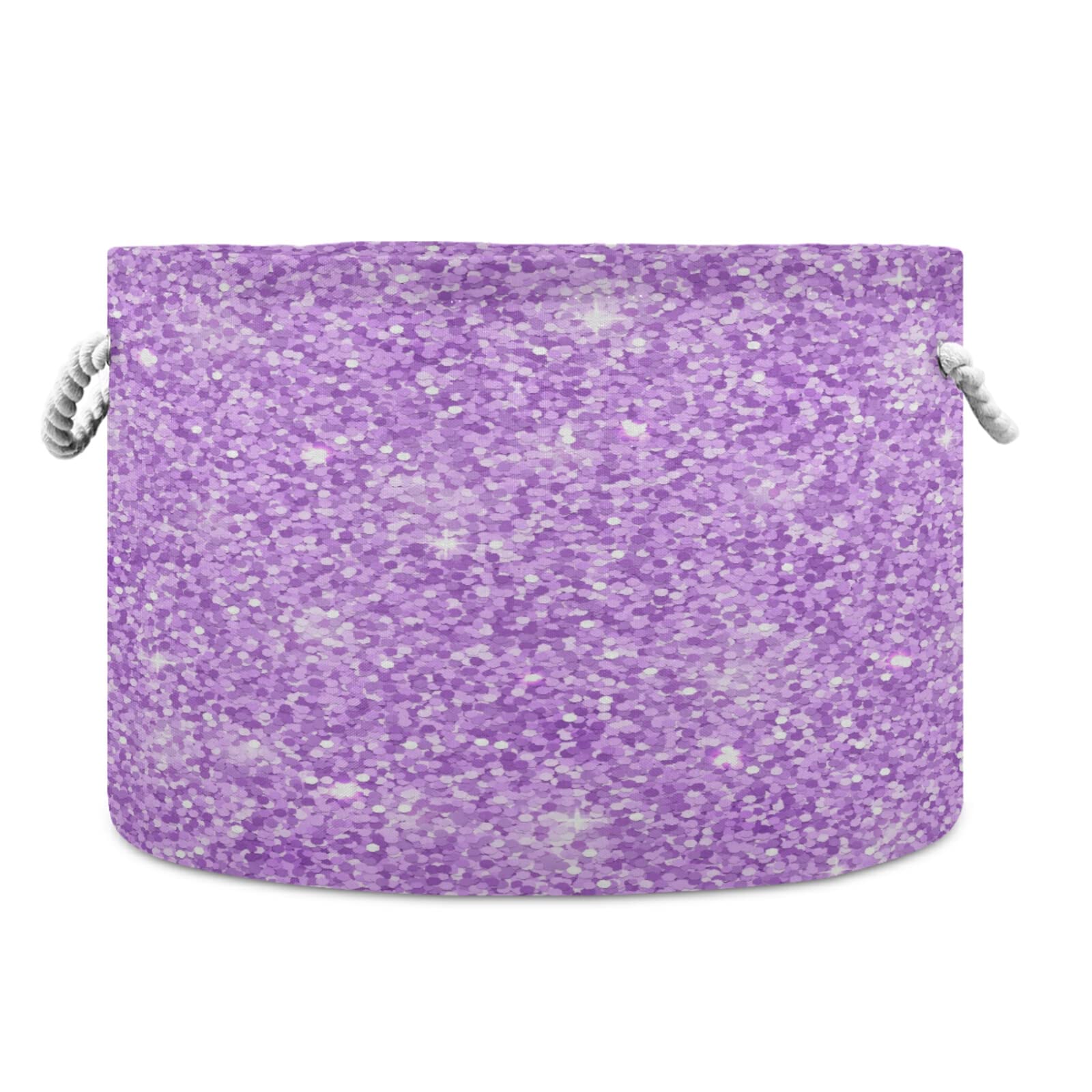 Shiny Cotton Rope Basket - Large Capacity Storage Organizer with Lilac Glittering Pattern | Perfect for Toys, Clothes, Laundry Hamper & Holiday Decor | Gift Basket for Home Organization