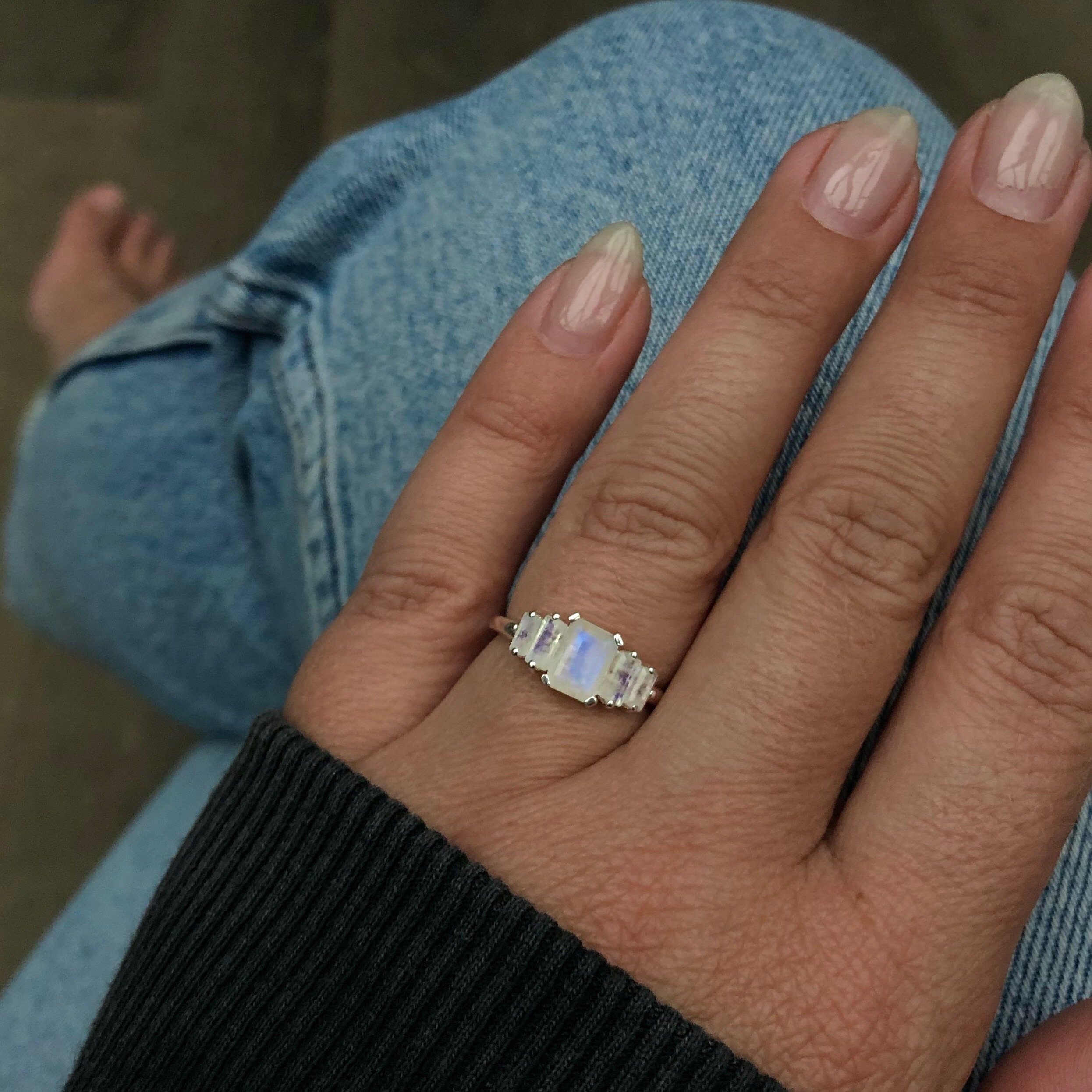 Moonstone Deco Ring – Elegant Silver Jewelry for Women, Boho Chic Statement Ring – Perfect for Weddings, Parties & Everyday Wear