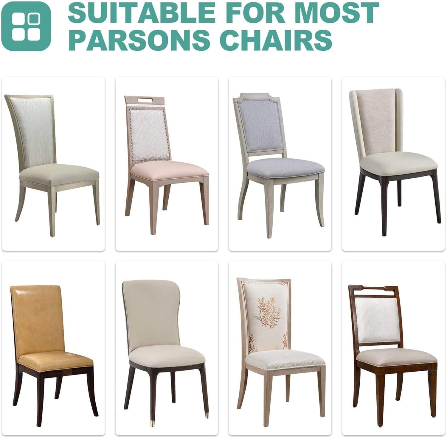 Stretch Checkered Dining Chair Slipcovers - Parsons Chair Protector Set of 2, Peacock Blue - Washable Furniture Covers for Kitchen, Restaurant, Party & Home Decor | Easy Fit Stretch Fabric for Dining Room Chairs