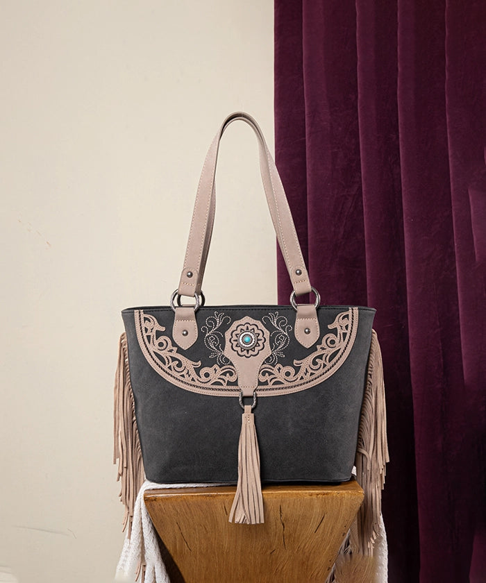 Montana West Cut Out Fringe Concealed Carry Tote Bag Set - Stylish & Functional Purse for Women, Perfect for Everyday Use, Travel, and Concealed Carry