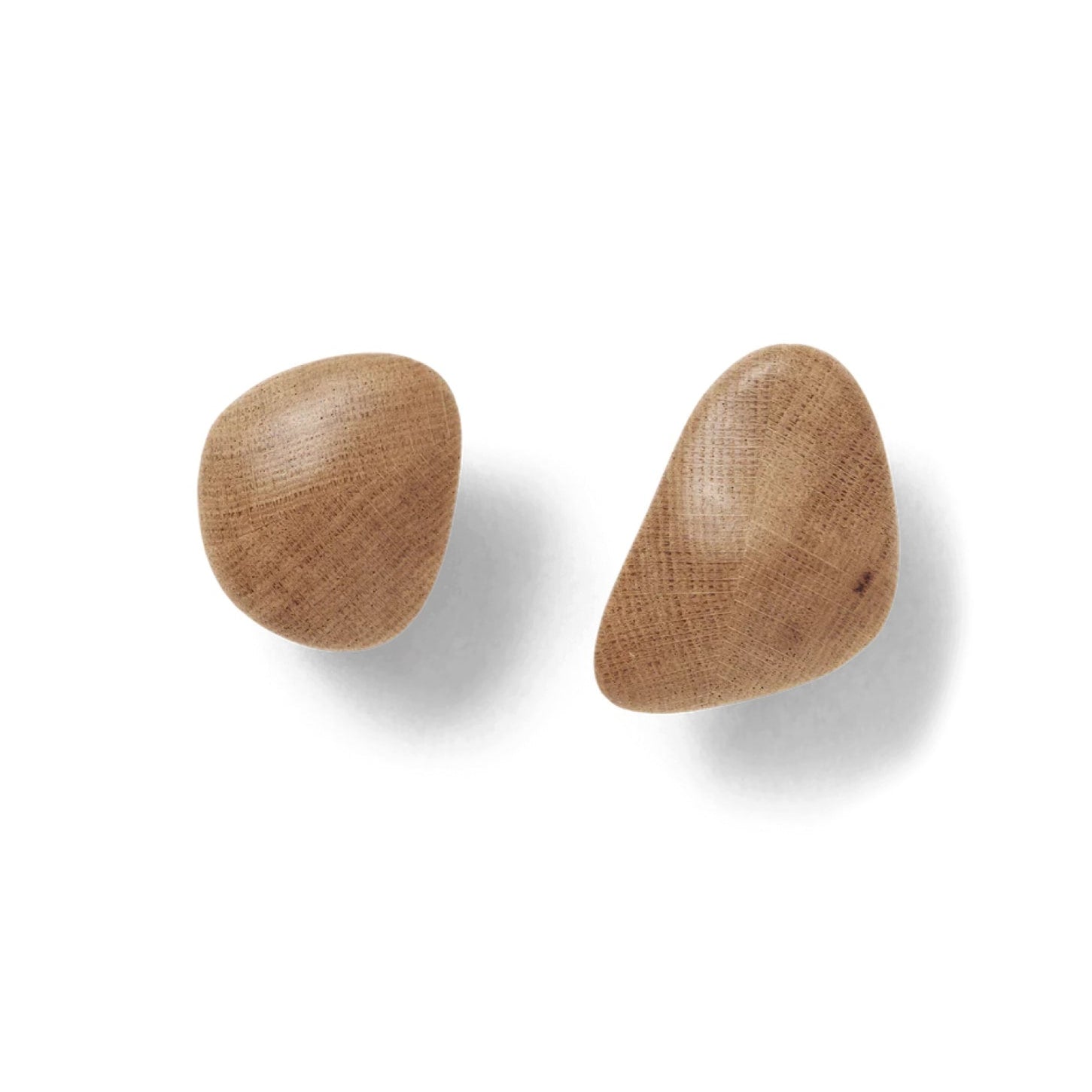 FERM LIVING Cairn Hooks Set of 2 - Natural Oak Wood Wall Hooks for Coats, Hats & Bags - Perfect for Entryway, Bedroom & Bathroom Organization