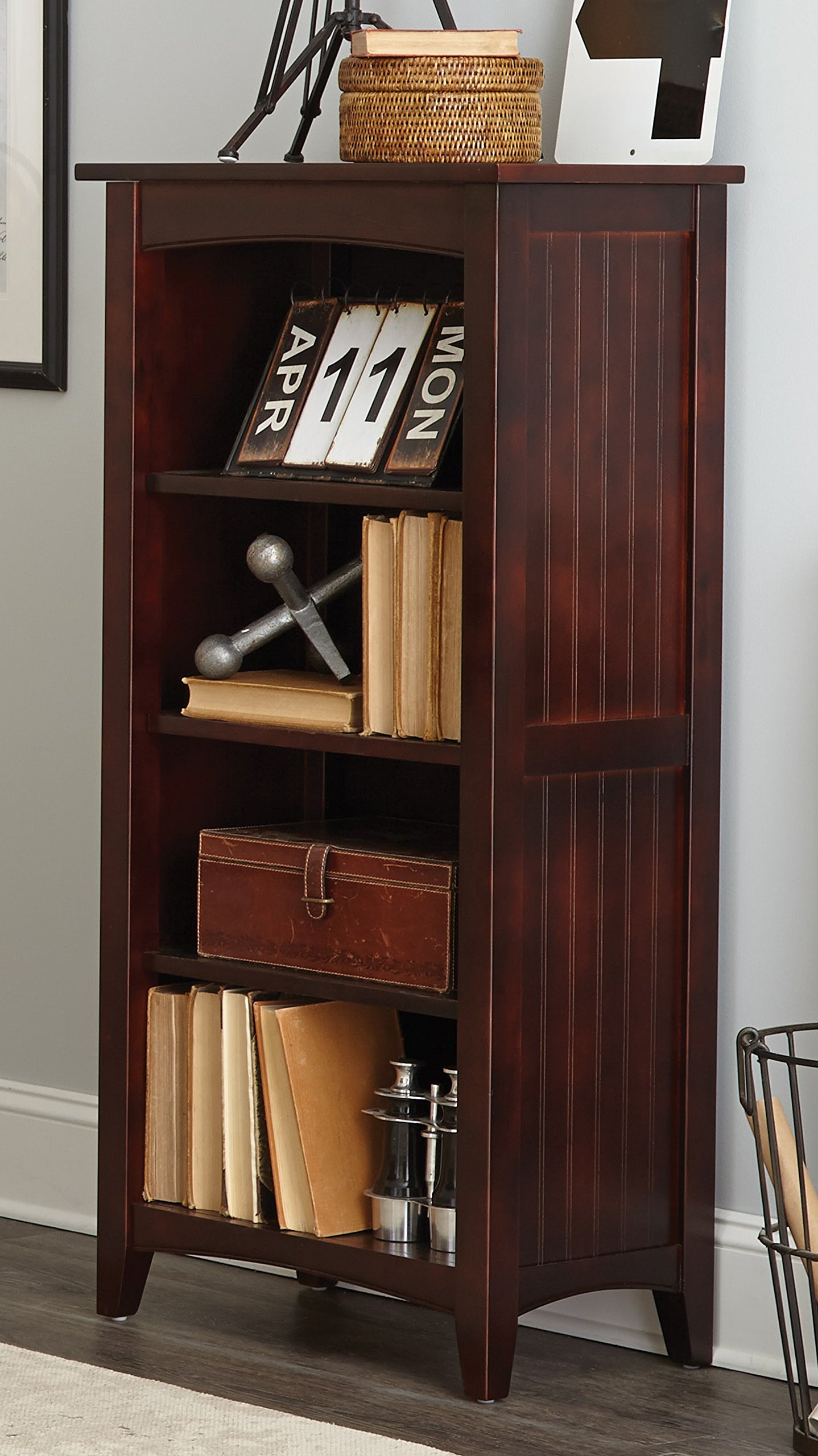 Alaterre Shaker Cottage Bookcase - Tall Espresso Wooden Bookshelf for Living Room, Bedroom & Office Storage | Rustic Home Decor Furniture for Books, Decor & Organizing