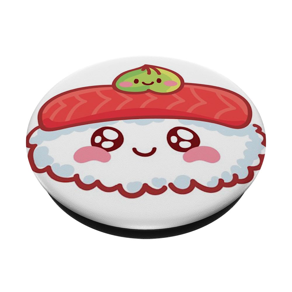 Adorable Kawaii Blushing Tuna Sushi Roll White PopSockets Standard PopGrip - Swappable Phone Grip & Stand for iPhone, Samsung, Smartphones - Perfect for Anime Lovers, Sushi Fans & Cute Accessory Collectors