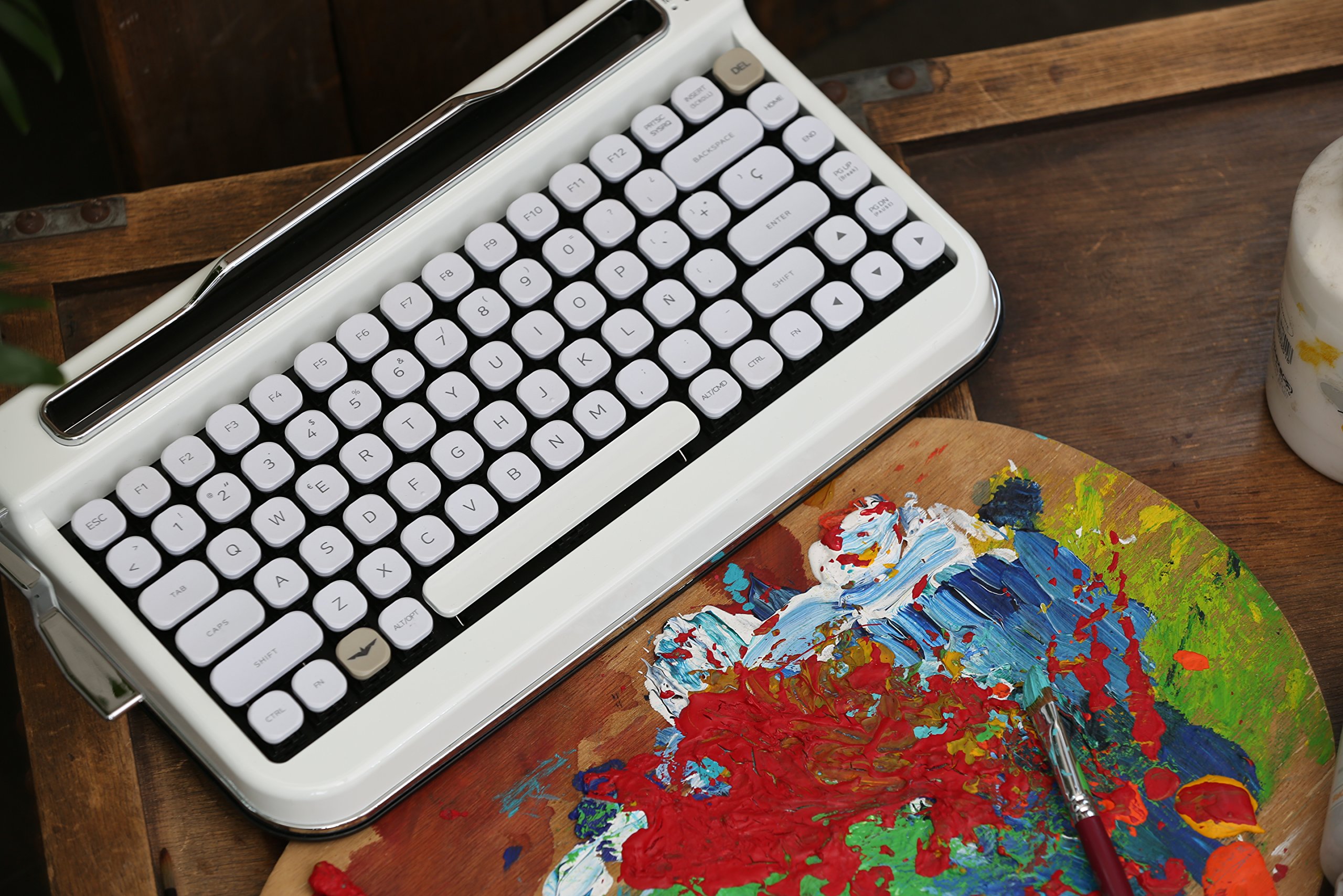 Premium Bluetooth Keyboard with Diamond Keycaps - Cherry MX Brown Switches, White (Ideal for Office Work, Gaming & MacBook Pro/Windows Laptop Typing)