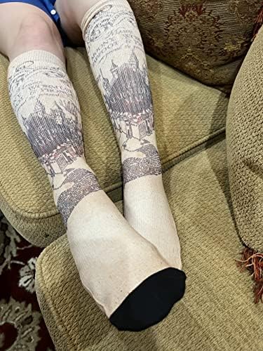 Harry Potter Marauder's Map Crew Socks for Men & Women (US 5-10 Men / 7-12 Women) - Officially Licensed Hogwarts Housewarming Gift for Potterheads & Wizarding World Fans