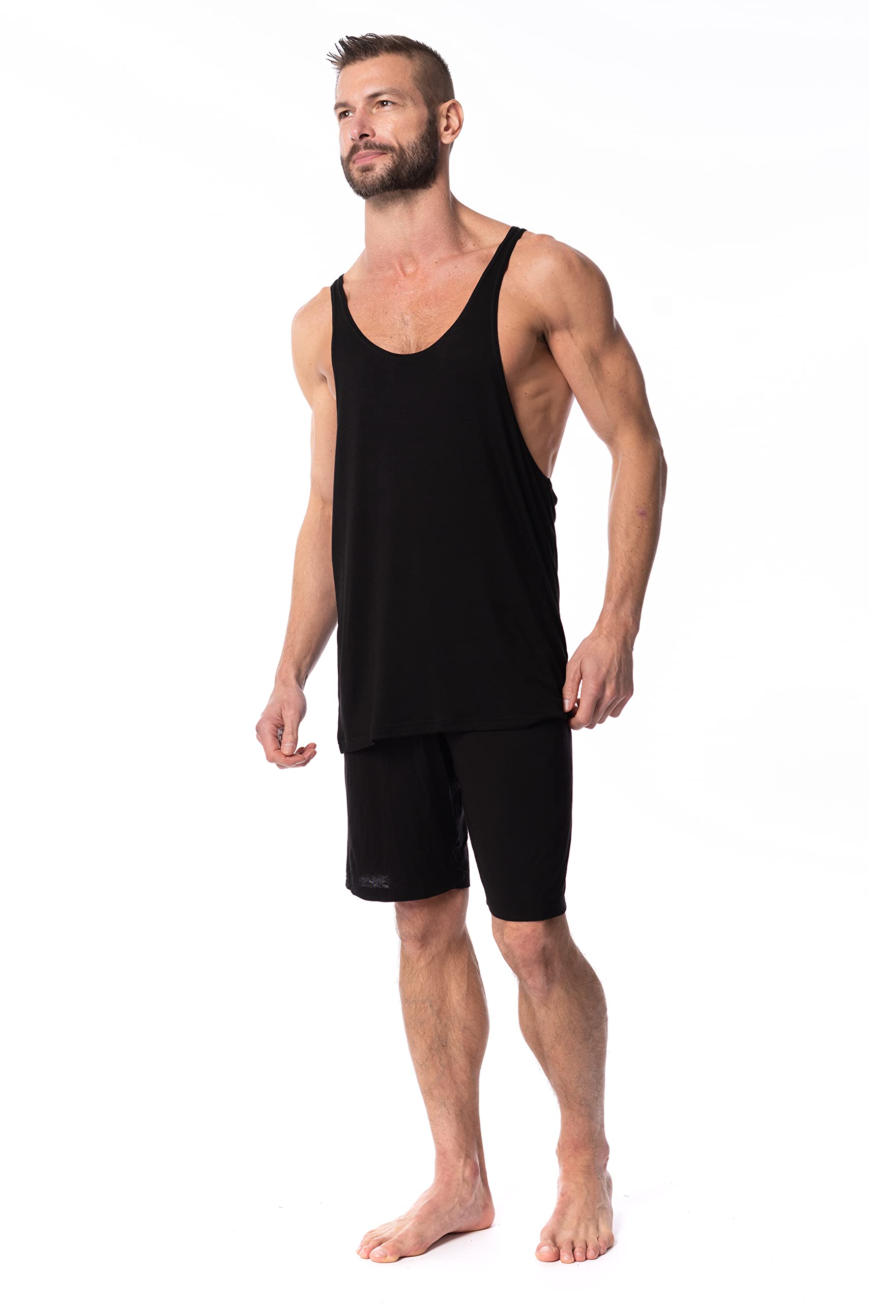 AMERICAN HEAVEN Men's 5 Pack Moisture Wicking Y-Back Muscle Tank Tops - Breathable Stringer Workout Shirts for Gym, Running & Athletic Training
