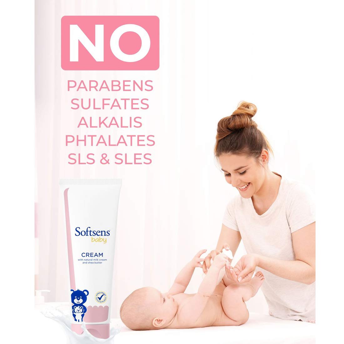 Softsens Baby Rich Moisturizing Cream - Natural Milk Cream & Shea Butter for Dry Skin | Hypoallergenic, Paraben-Free, Dermatologist Tested | 100g (Pack of 2) | Perfect for Daily Baby Care & Eczema Relief