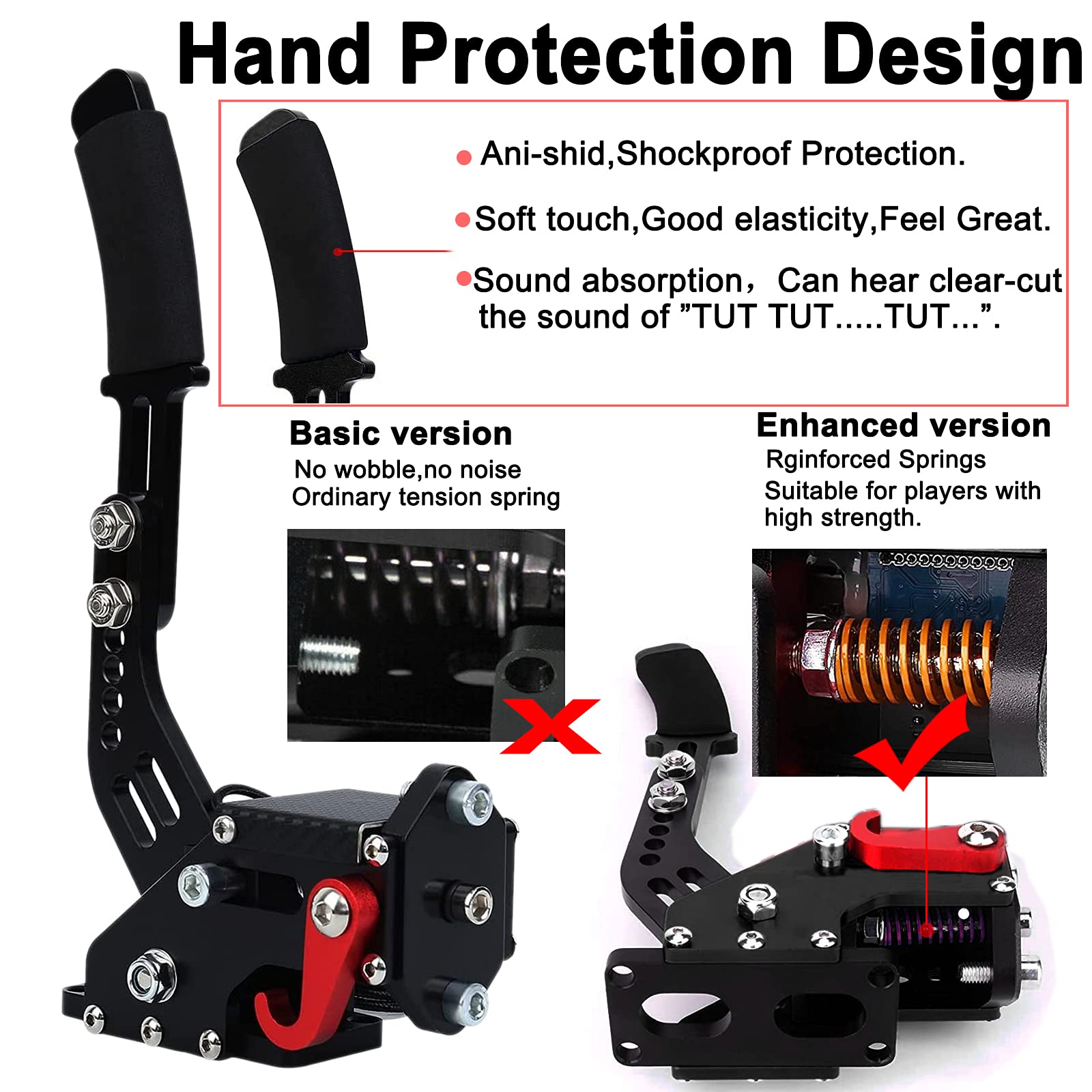 Obokidly Upgraded USB Handbrake for Sim Racing - Compatible with Logitech G920, XBOX ONE/XBOX ONE S & PC - Black Ergonomic Hand Brake with Clamp for Realistic Drifting & Rally Games - Perfect for Racing Simulators & Gaming Setups