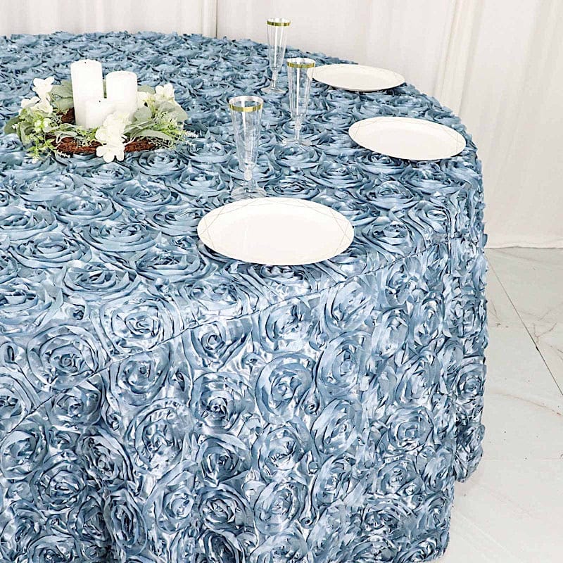 120-Piece Satin Ribbon Roses Tablecloth - Elegant Round Table Cover for Weddings, Parties & Home Decor - Perfect for Dining Tables, Centerpieces & Event Decorations