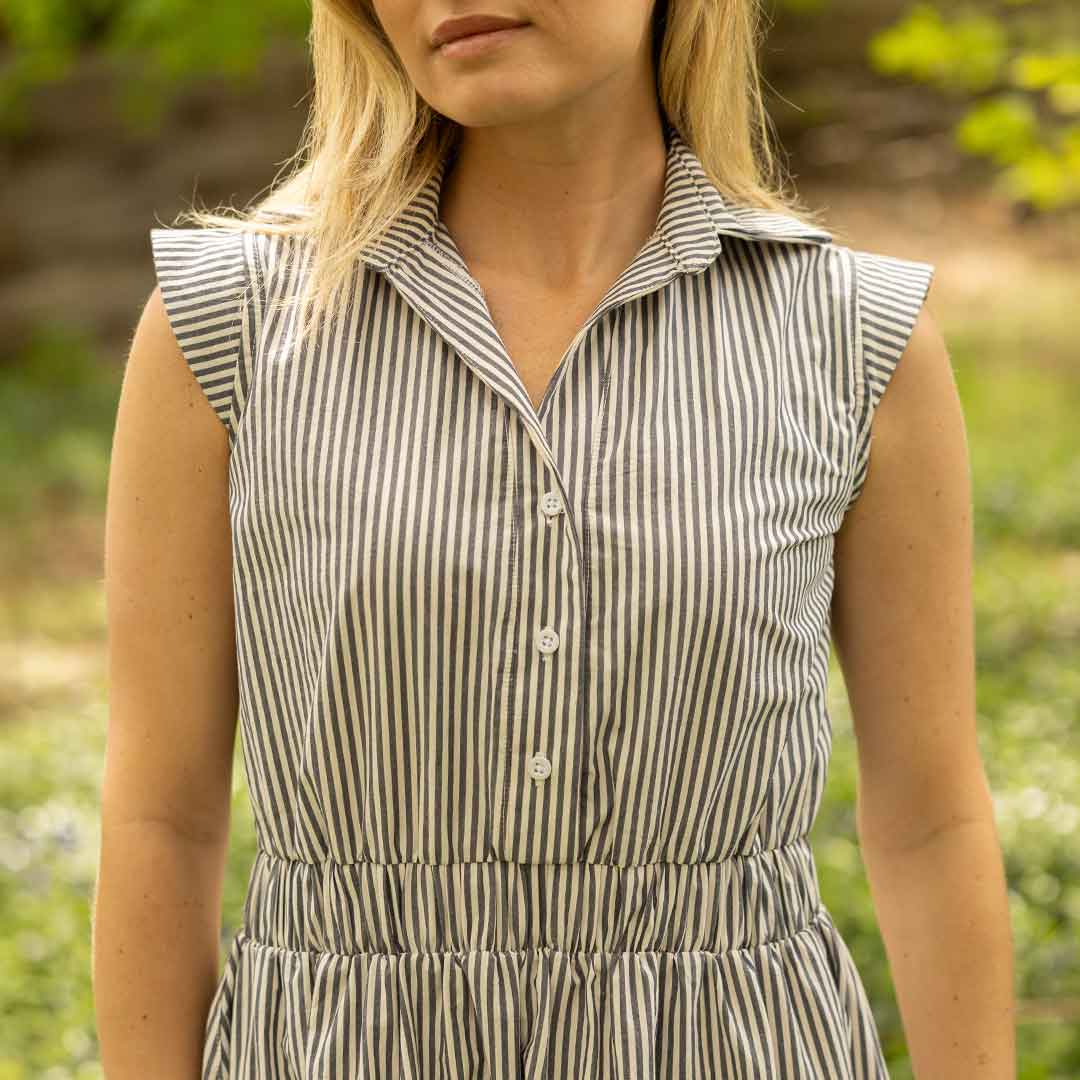 Eden Women's Navy Striped Dress - Flowy Summer Dress for Casual Wear, Beach Outings & Date Nights