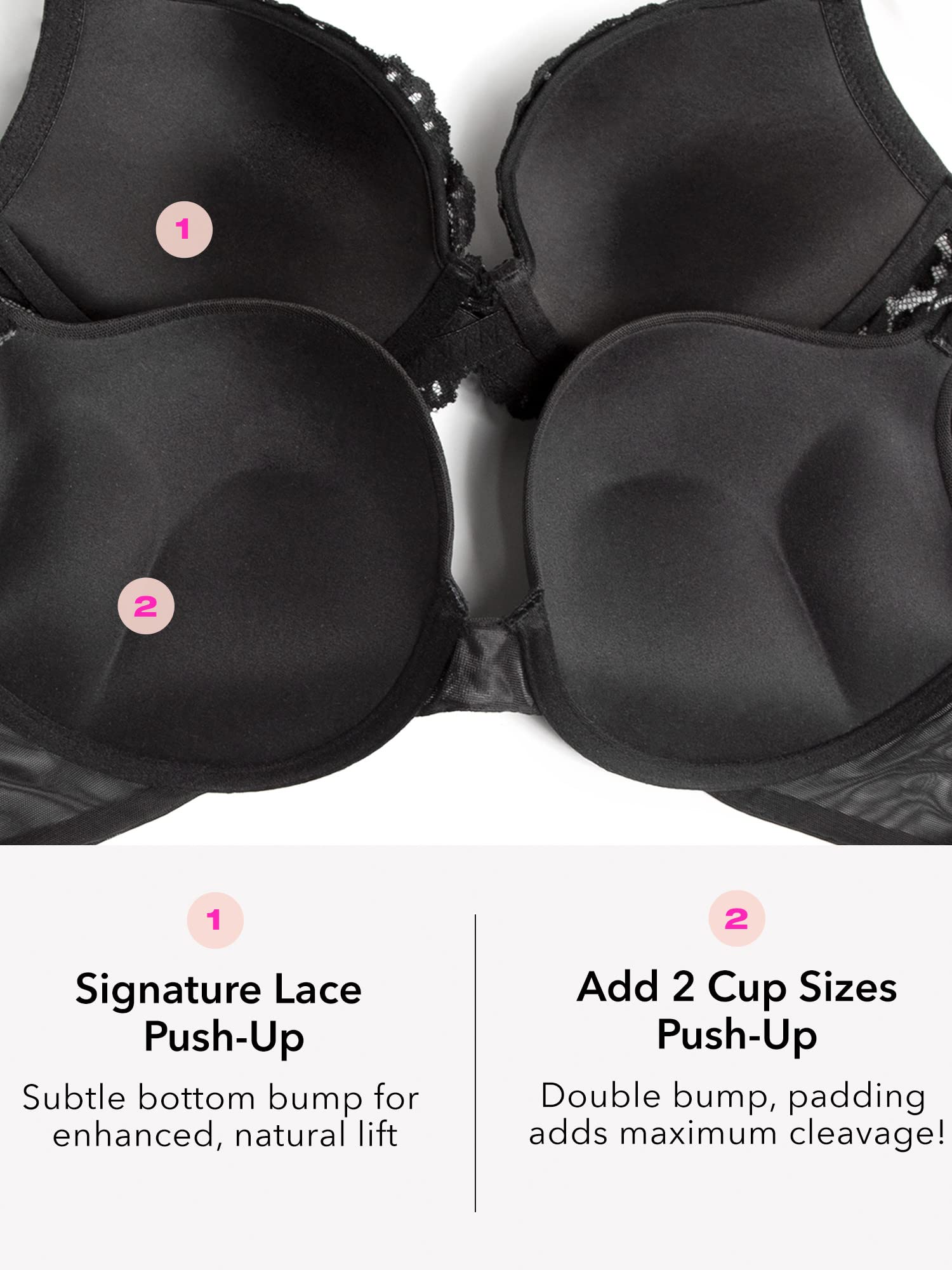 Smart & Sexy Women's Maximum Cleavage Underwire Push Up Bra - Comfortable Lace & Mesh Design for Enhanced Shape (Single & 2-Pack Options) | Perfect for Date Nights, Special Occasions & Everyday Confidence Boost