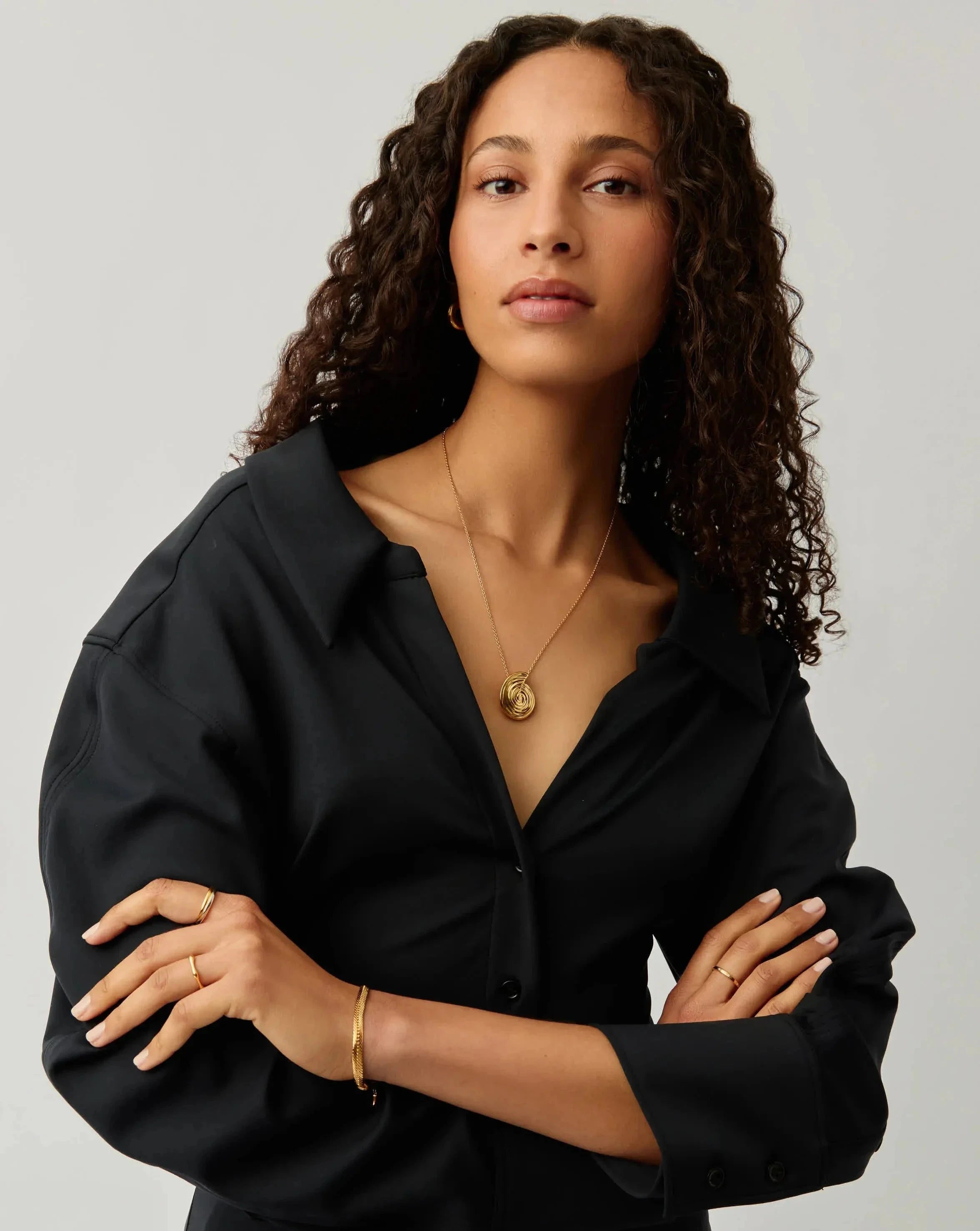 Spiral Large Pendant Necklace - 18k Gold Plated Women's Jewelry for Party, Wedding & Evening Wear