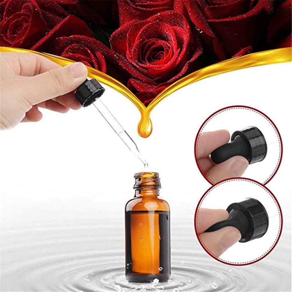 Amber Glass Bottle with Dropper & Pipette - 100ml (1 Pack) - Essential Oil Storage, DIY Skincare, Herbal Tinctures - Perfect for Aromatherapy & Natural Remedies