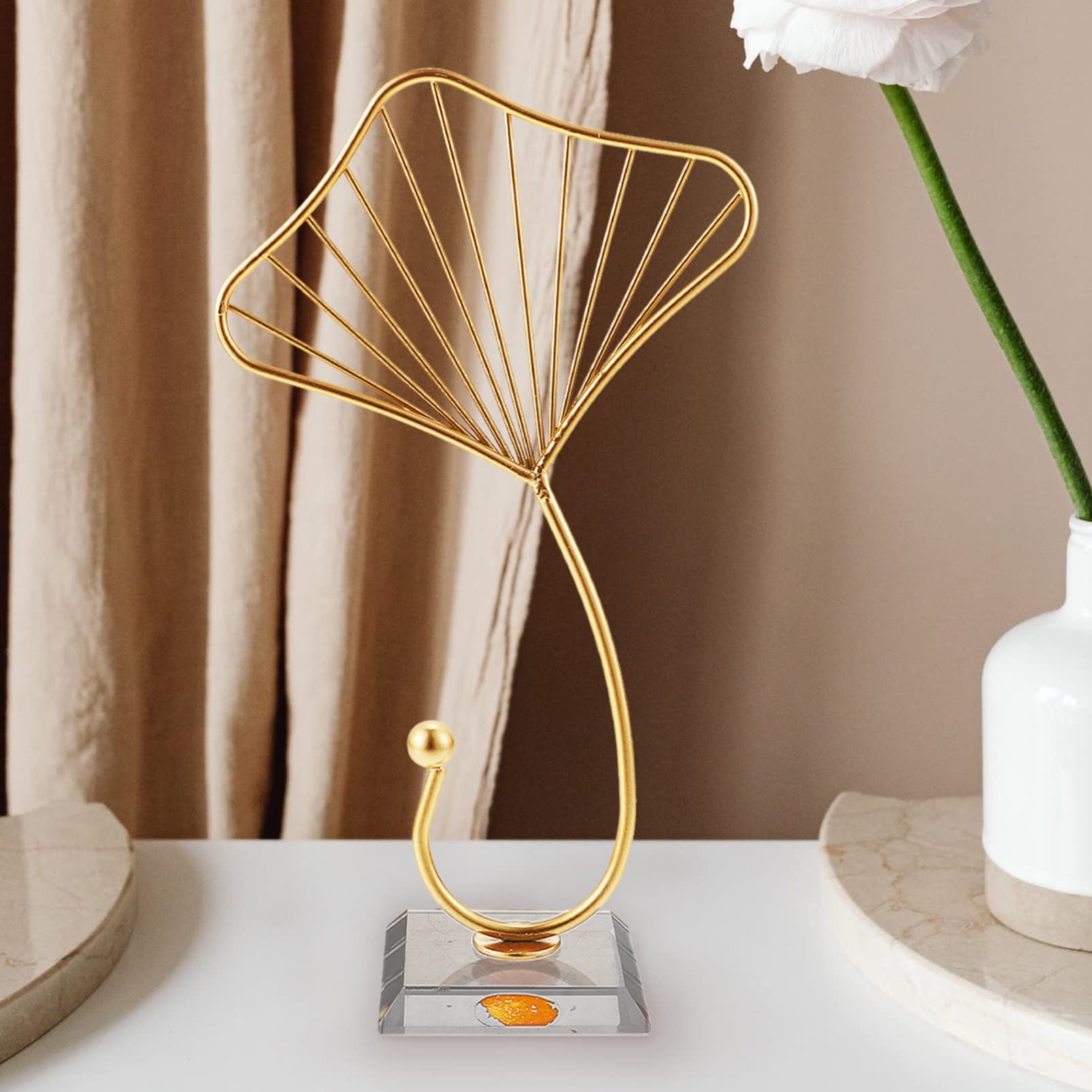 PRETYZOOM Iron Leaves Sculpture - Elegant Metal Home & Office Decor, Desktop Ornament for Living Room, Bedroom, or Workspace Decoration