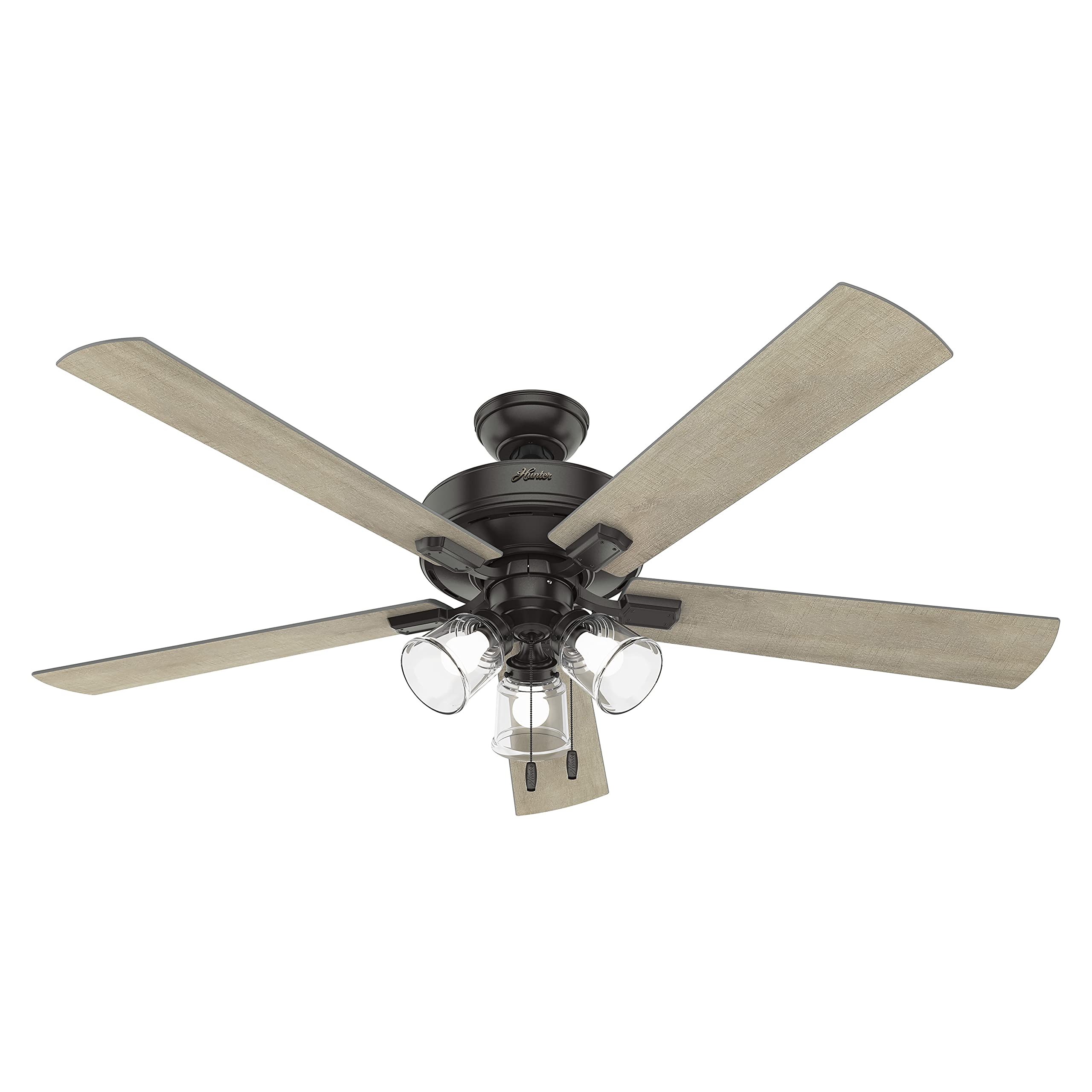Hunter Fan 60 inch Noble Bronze Indoor Ceiling Fan with Light Kit and Pull Chain - Energy Efficient Quiet Blades for Living Room, Bedroom, Office (Renewed)