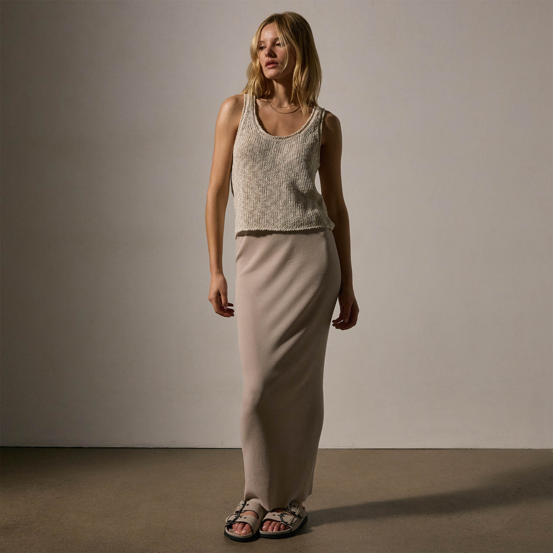 Breathable Cotton Linen Knit Tank Top - Natural Color for Women | Summer Casual Wear, Beach Cover-Up & Layering Essential