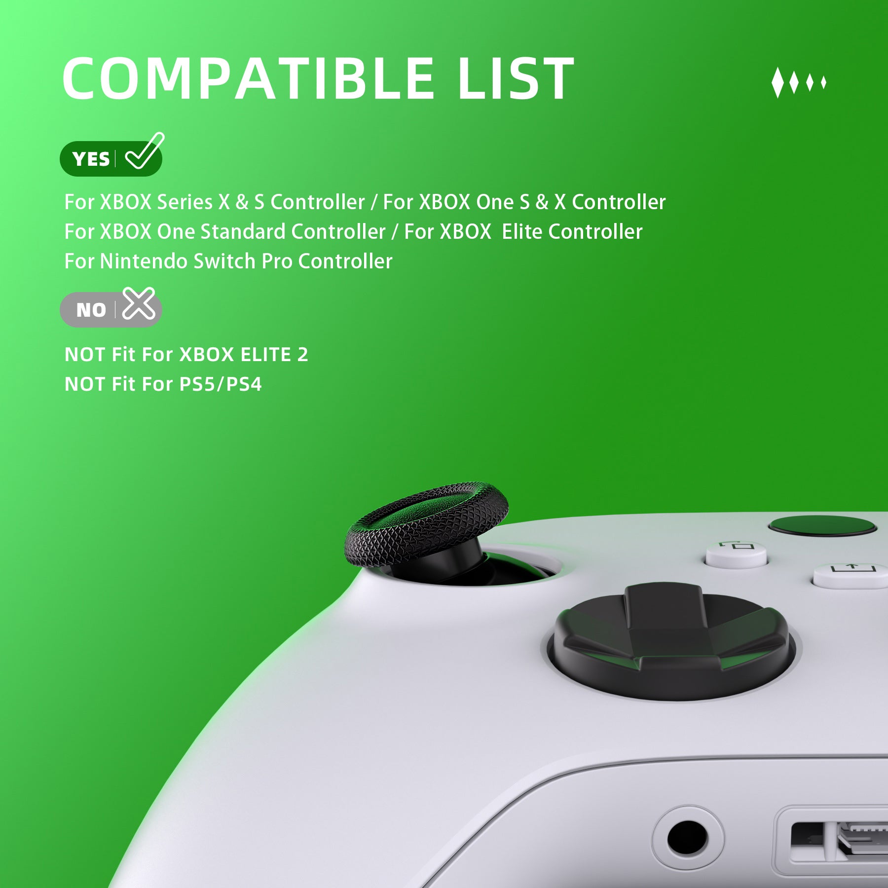 eXtremeRate EDGE Sticks Replacement Interchangeable Thumbsticks for Xbox Series X/S, Xbox Core, Xbox One X/S, Xbox Elite V1 & Nintendo Switch Pro Controller - Black | Enhanced Gaming Performance for FPS, Racing & Action Games