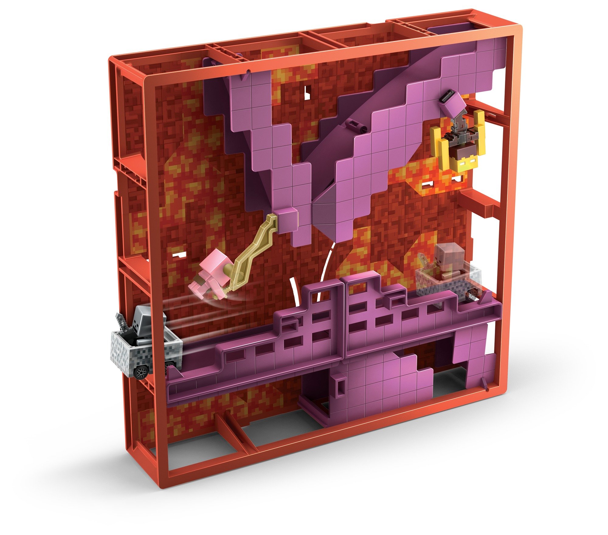 Hot Wheels Minecraft Track Blocks Nether Fortress Playset - Build & Race Toy for Kids, Collectible Die-Cast Cars with Minecraft Theme - Perfect for Creative Play, Birthday Gifts & Collector Displays
