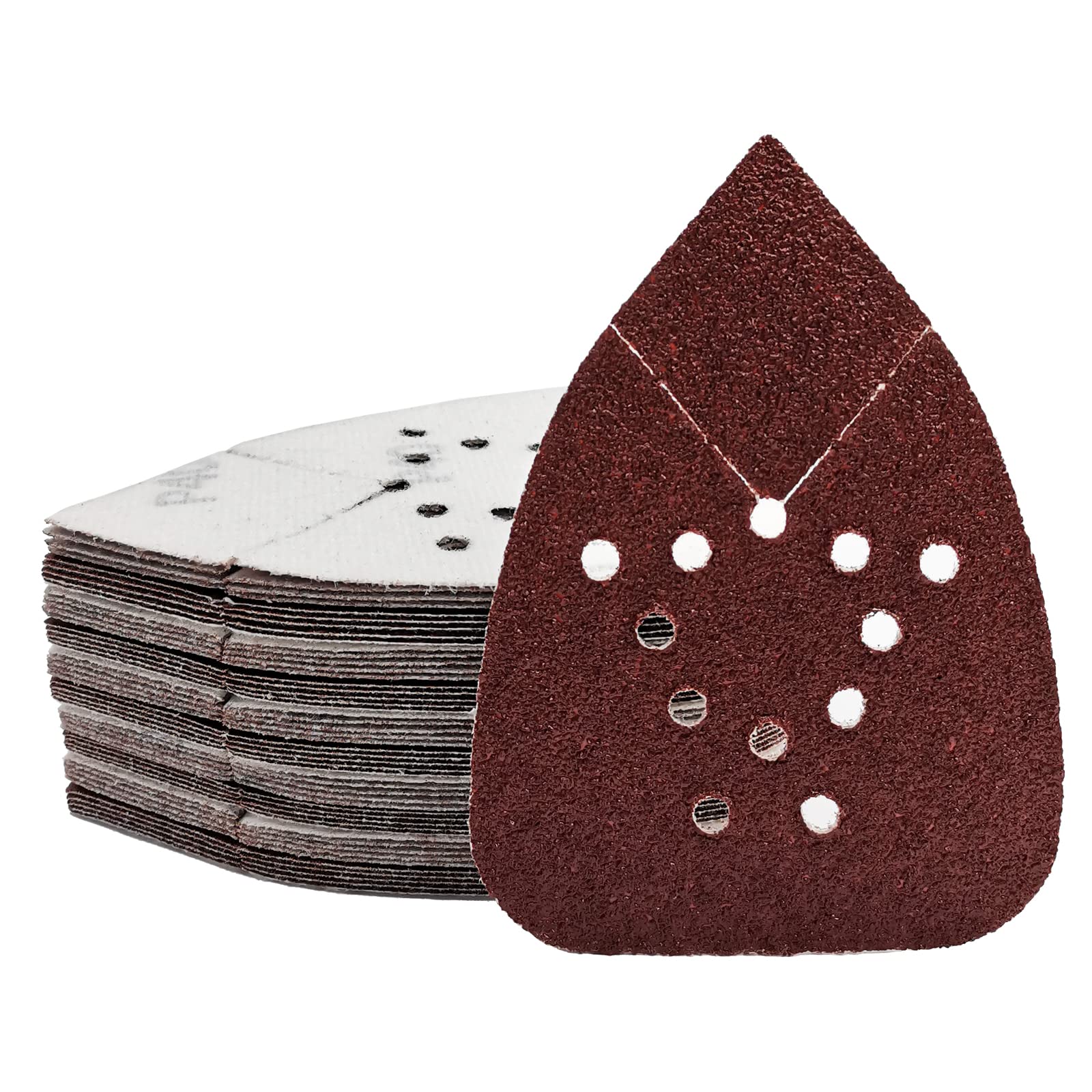 40 Grit Mouse Sander Sandpaper - 50PCS Hook & Loop Sanding Pads for Black & Decker & Other Palm Sanders - Triangle Sandpaper for Woodworking, Furniture Refinishing & DIY Projects (40 Grit)