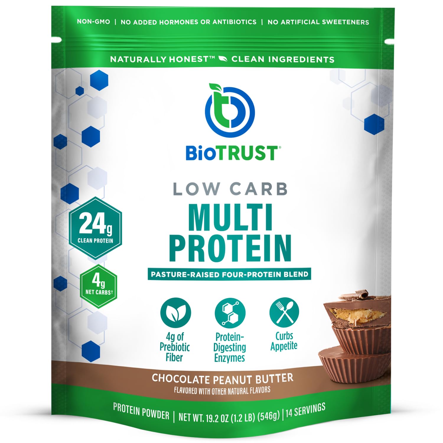BioTrust Low Carb Protein Powder - Grass-Fed Whey & Casein Blend, Hormone-Free, Non-GMO, Gluten-Free (Chocolate Peanut Butter) - Ideal for Keto Diet, Post-Workout Recovery & Weight Management