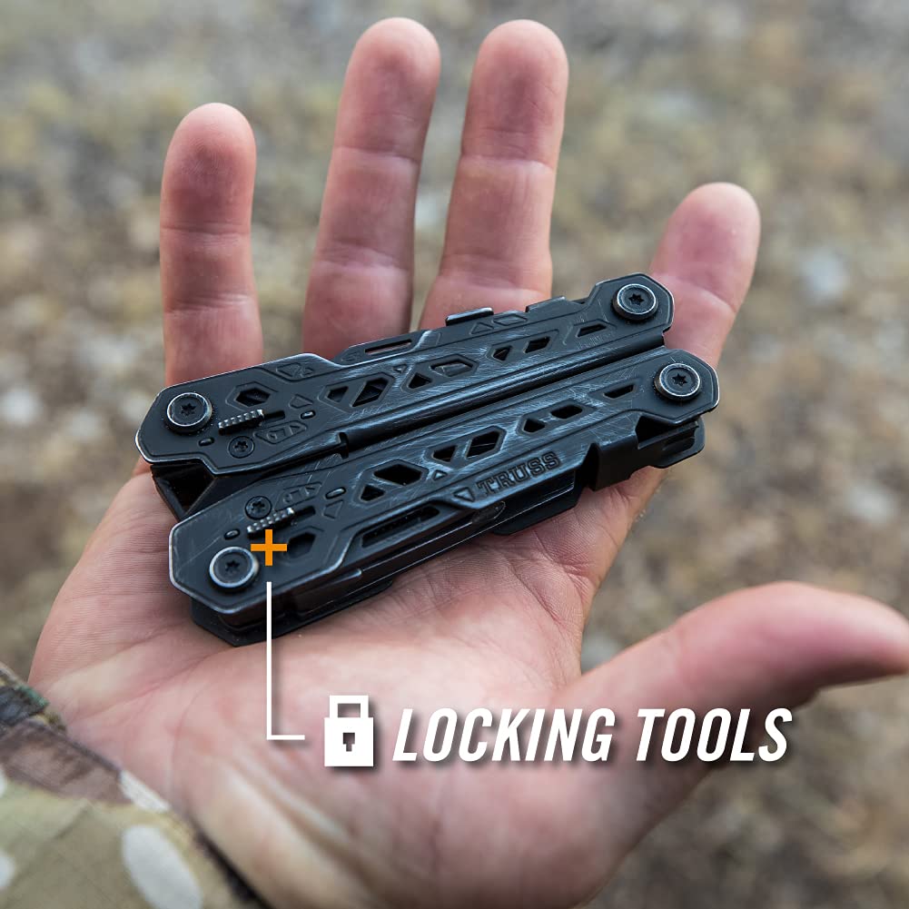 Gerber Gear Truss 17-in-1 Multi-Tool with Needle Nose Pliers, Pocket Knife, Screwdrivers & Bottle Opener - Compact EDC Tool for Camping, Hiking, Fishing & Survival - Perfect Gift for Men & Outdoor Enthusiasts - Includes Molle-Compatible Black Sheath