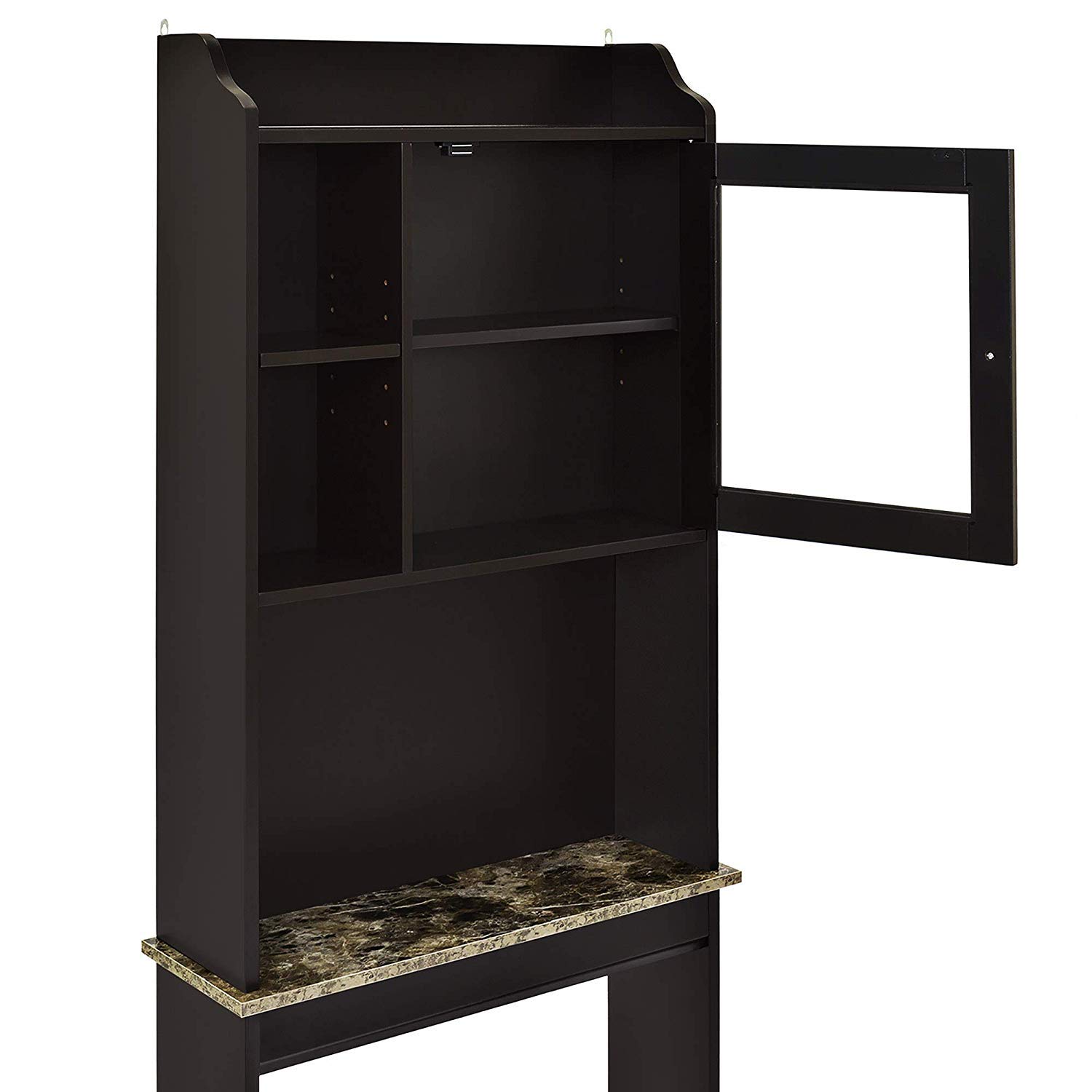 Over The Toilet Storage Cabinet - Free Standing Bathroom Organizer Shelf with 3-Tier Storage, Space Saving Toilet Stand in Espresso Finish - Perfect for Small Bathrooms, Apartments & Dorm Rooms