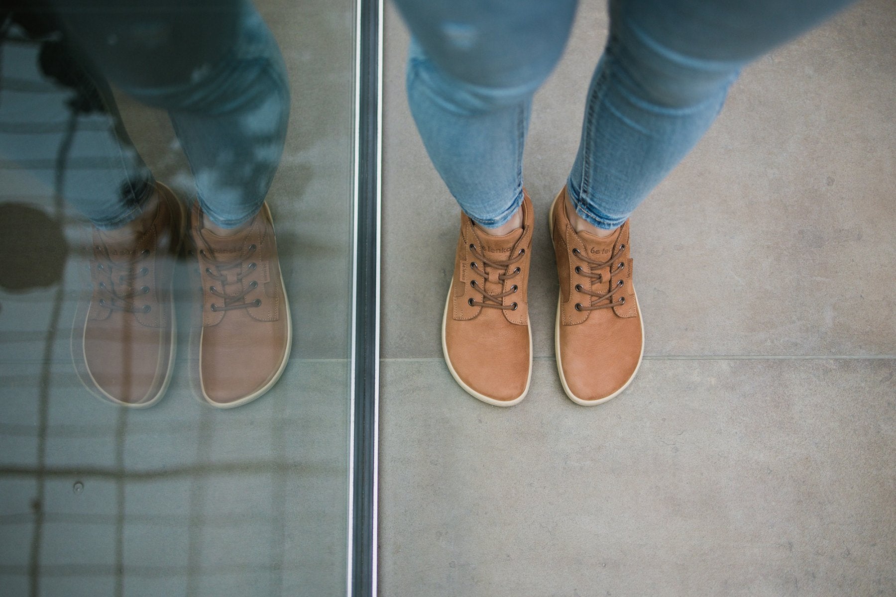 Barefoot Shoes for Men & Women | Be Lenka Synergy in Cognac & Beige | Minimalist Comfort for Running, Hiking & Everyday Wear