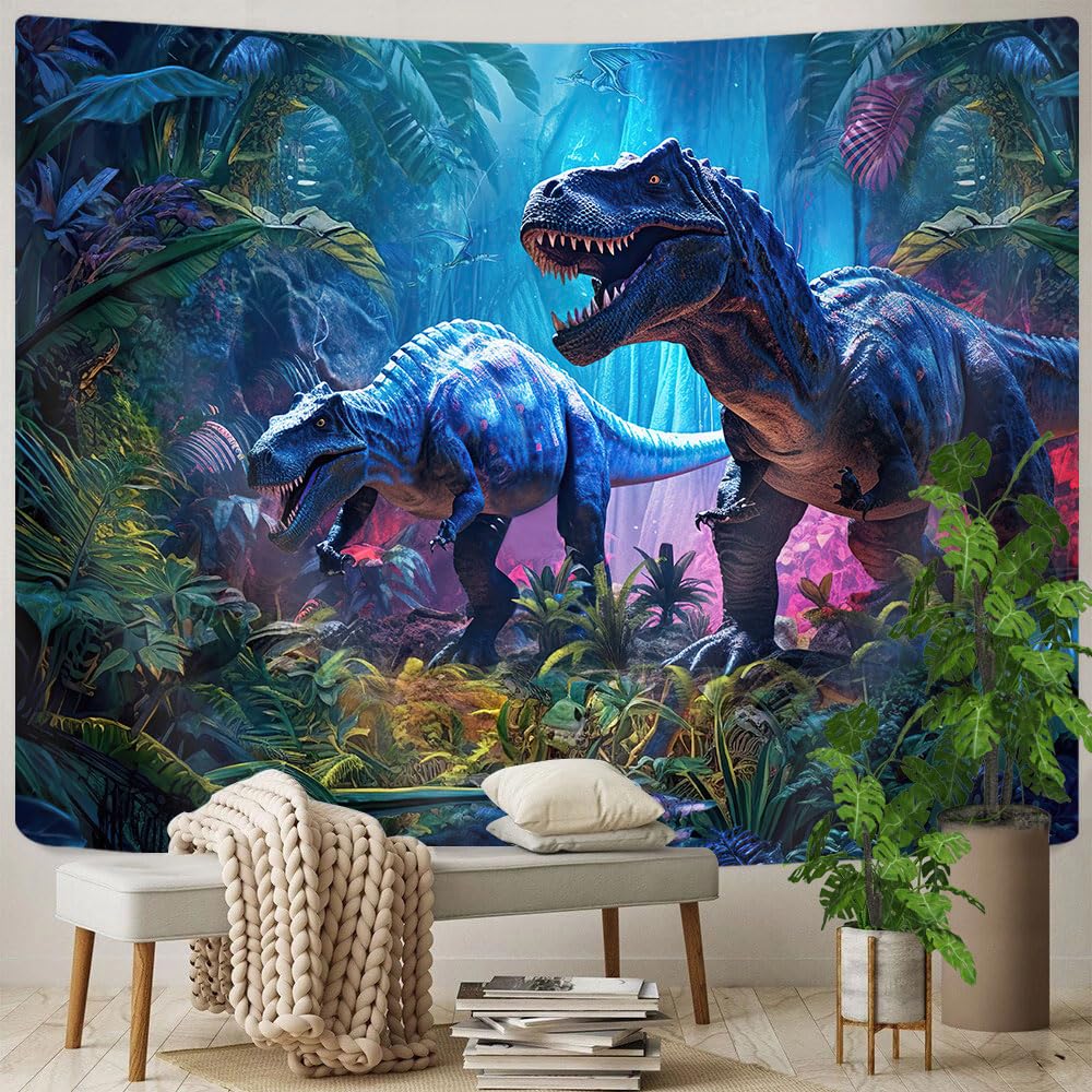 GOAOK Dinosaur Wall Tapestry 40x30 Inches - Prehistoric Dino Decor for Boys Room, Jungle Themed Bedroom Wall Hanging, Dorm & Living Room Decor - Perfect for Kids Bedroom, Nursery, Playroom and Teen Boys Space