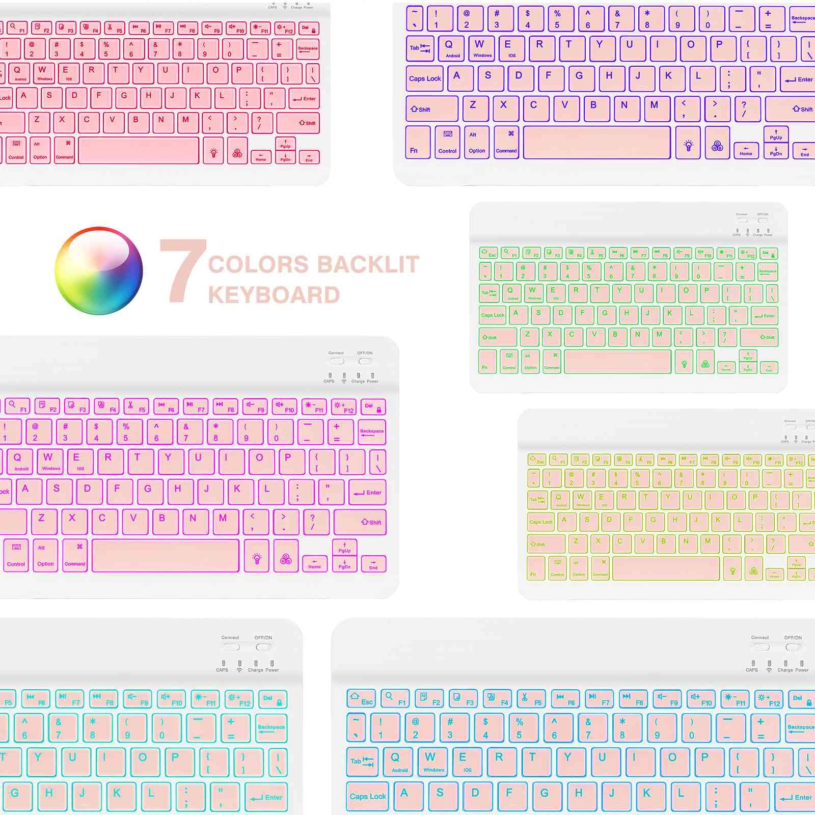 Ultra-Thin RGB Backlit Wireless Keyboard and Mouse Combo - Bluetooth 5.1 & 2.4GHz Dual Mode Rechargeable for Multi-Device Use - Compatible with Honor Pad X8 Lite, Laptops, PCs - Perfect for Gaming, Office Work & Home Entertainment