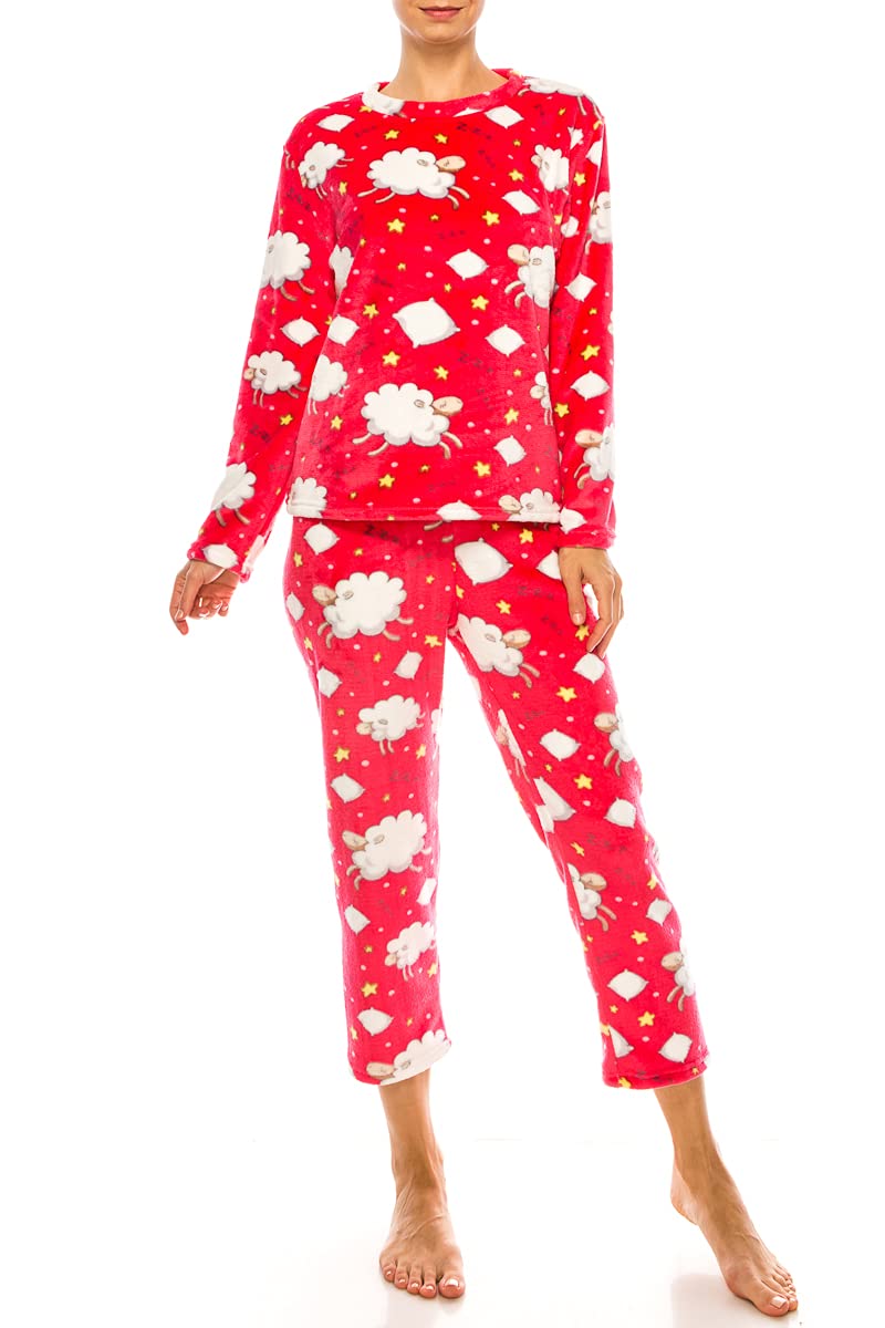 LA12ST Women's Fleece Pajama Set - Soft Winter Sleepwear Pullover for Cold Nights | Cozy Loungewear for Home, Sleepovers & Winter Relaxation
