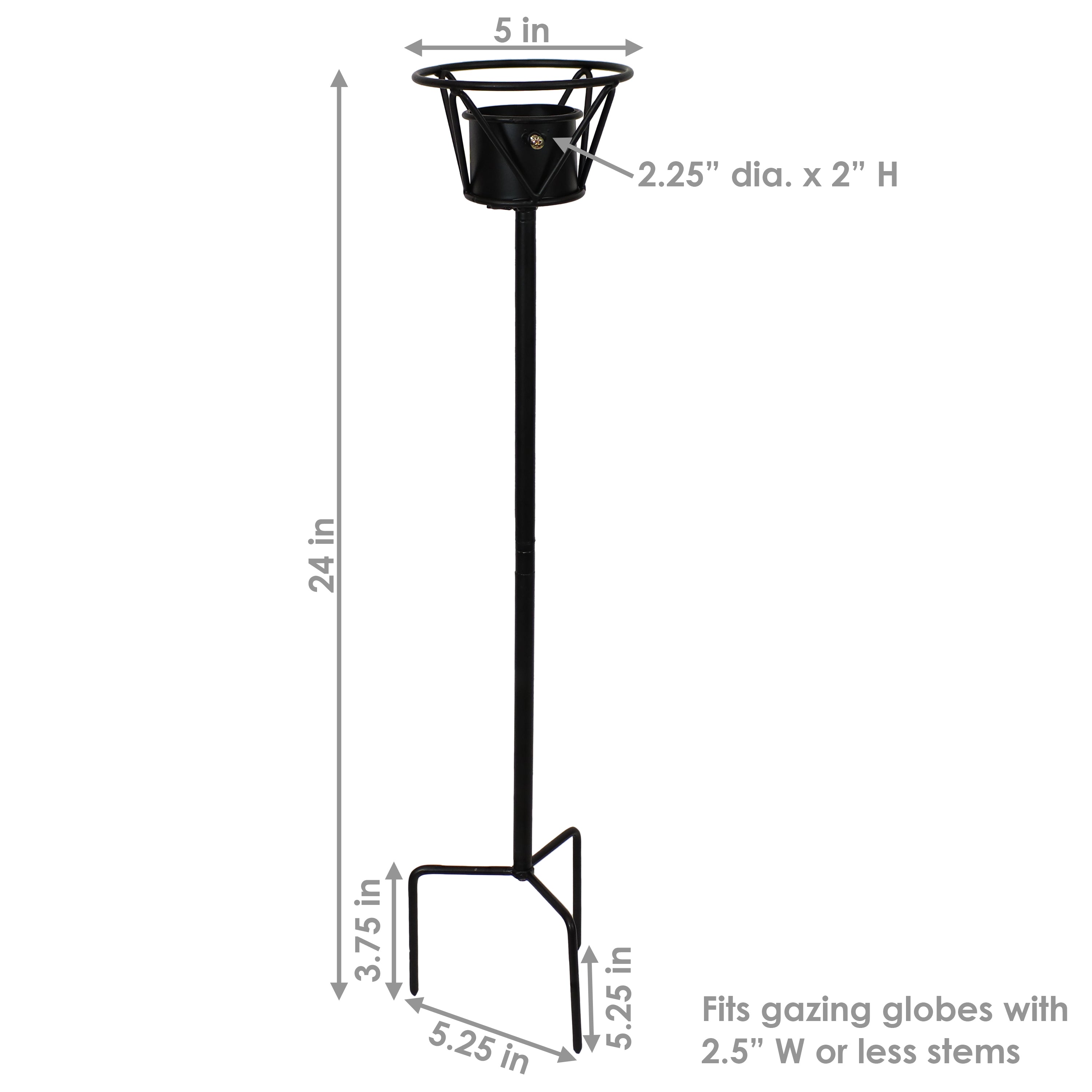 Sunnydaze Simple Steel Gazing Globe Stand - Black Outdoor Garden Decor for Yard, Patio & Landscape Decoration | Sturdy Metal Base for Reflective Spheres