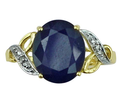 Natural Blue Sapphire September Birthstone Ring - 925 Sterling Silver Women's Jewelry (Yellow Gold Plated) | Elegant Gift for Birthday, Anniversary & Special Occasions